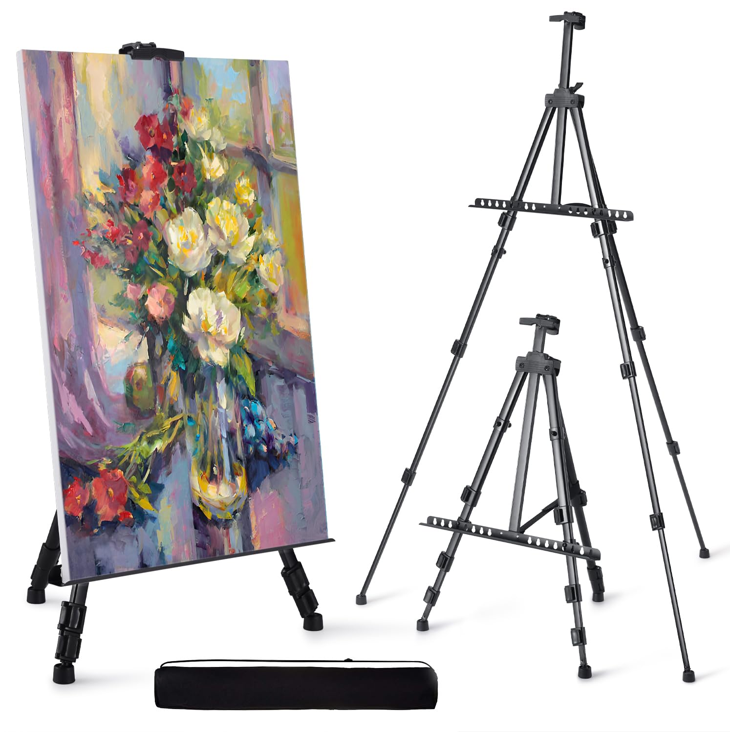 ARTIFY 14'' Tabletop Instant Display Easel, Black Steel Table Top Easels for Display, Tripod for Canvas, Paintings, Signs, Posters
