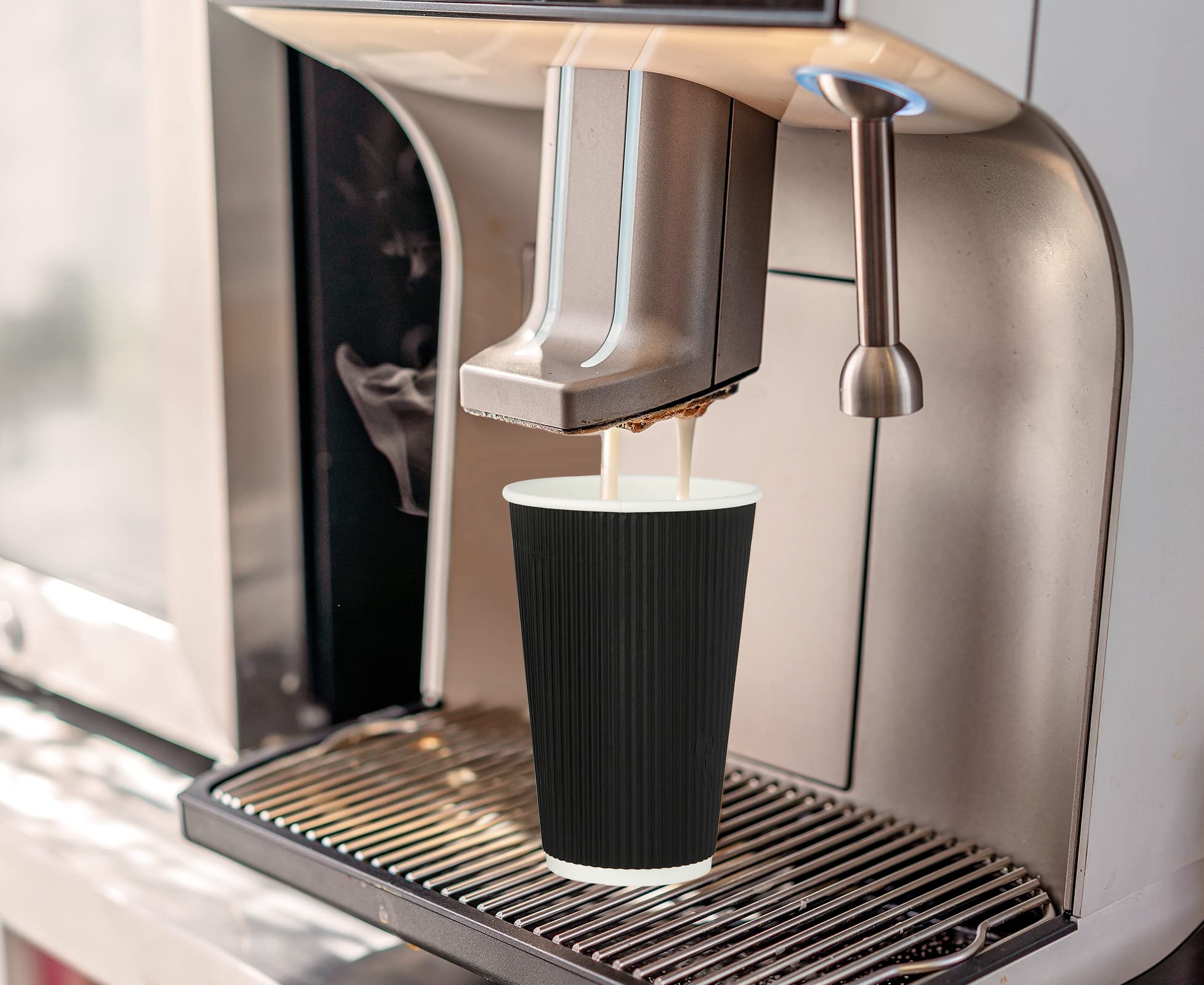 JollyPack 60 Pack 12 oz Paper Coffee Cups, Black Disposable Beverage Cups with Insulated Ripple Wall for Coffee, Tea, and Hot Chocolate