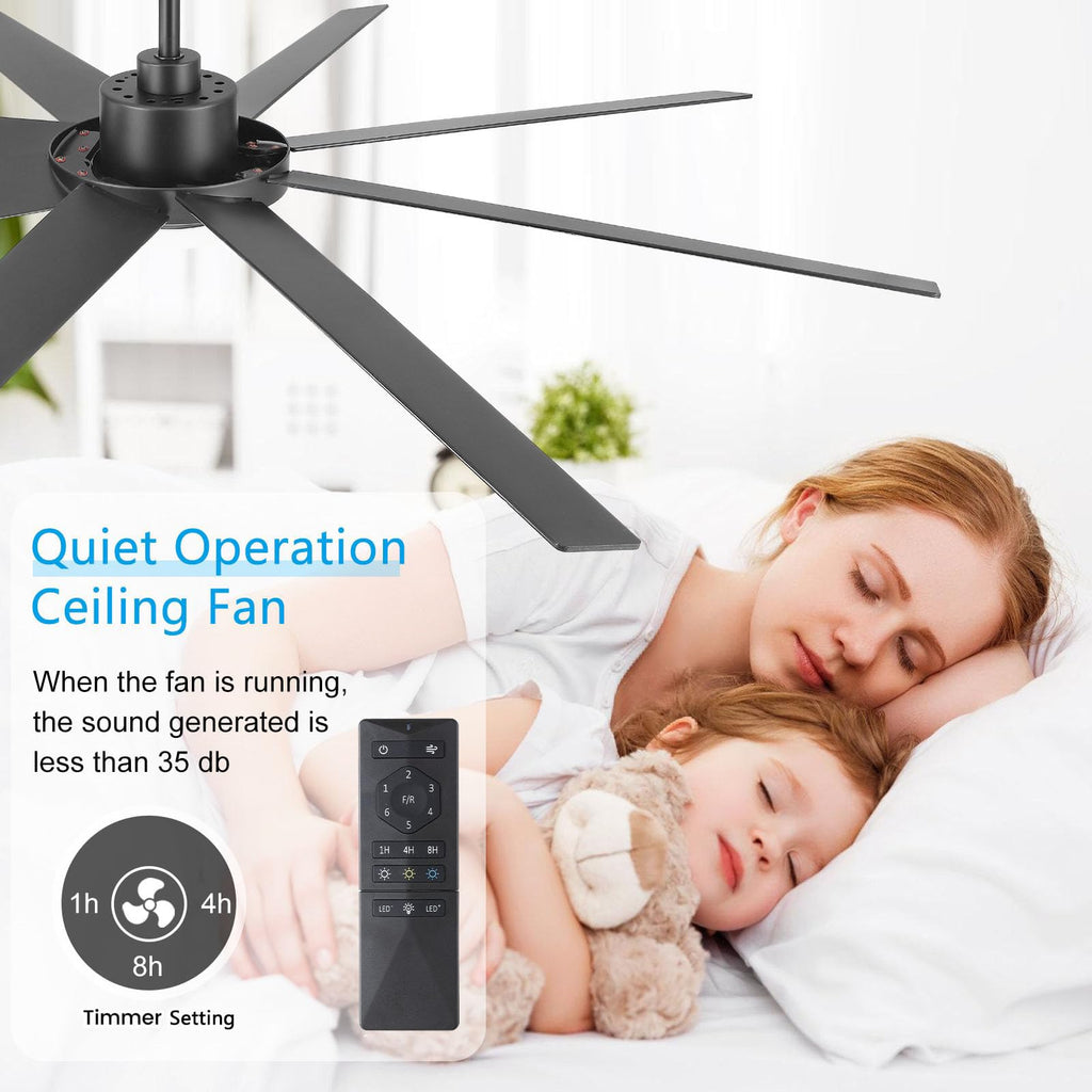 WINGBO 60" Ceiling Fan with Light and Remote Control, 6 Speed Reversible DC Motor, Dimmable LED Light, for Home and Commercial Use, Living Room/Shop/Warehouse Black/Walnut