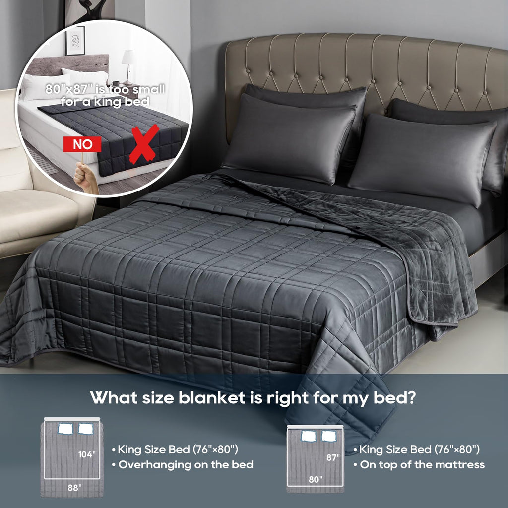 OMYSTYLE Reversible Weighted Blanket 48''x72'' 15lbs for Adults, Warm Short Plush and Cool Tencel Fabric Double-Sided Weighted Blanket for All Season Use - Carry Bag Included