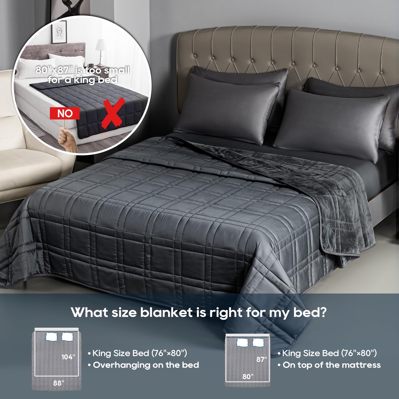 OMYSTYLE Reversible Weighted Blanket 48''x72'' 15lbs for Adults, Warm Short Plush and Cool Tencel Fabric Double-Sided Weighted Blanket for All Season Use - Carry Bag Included