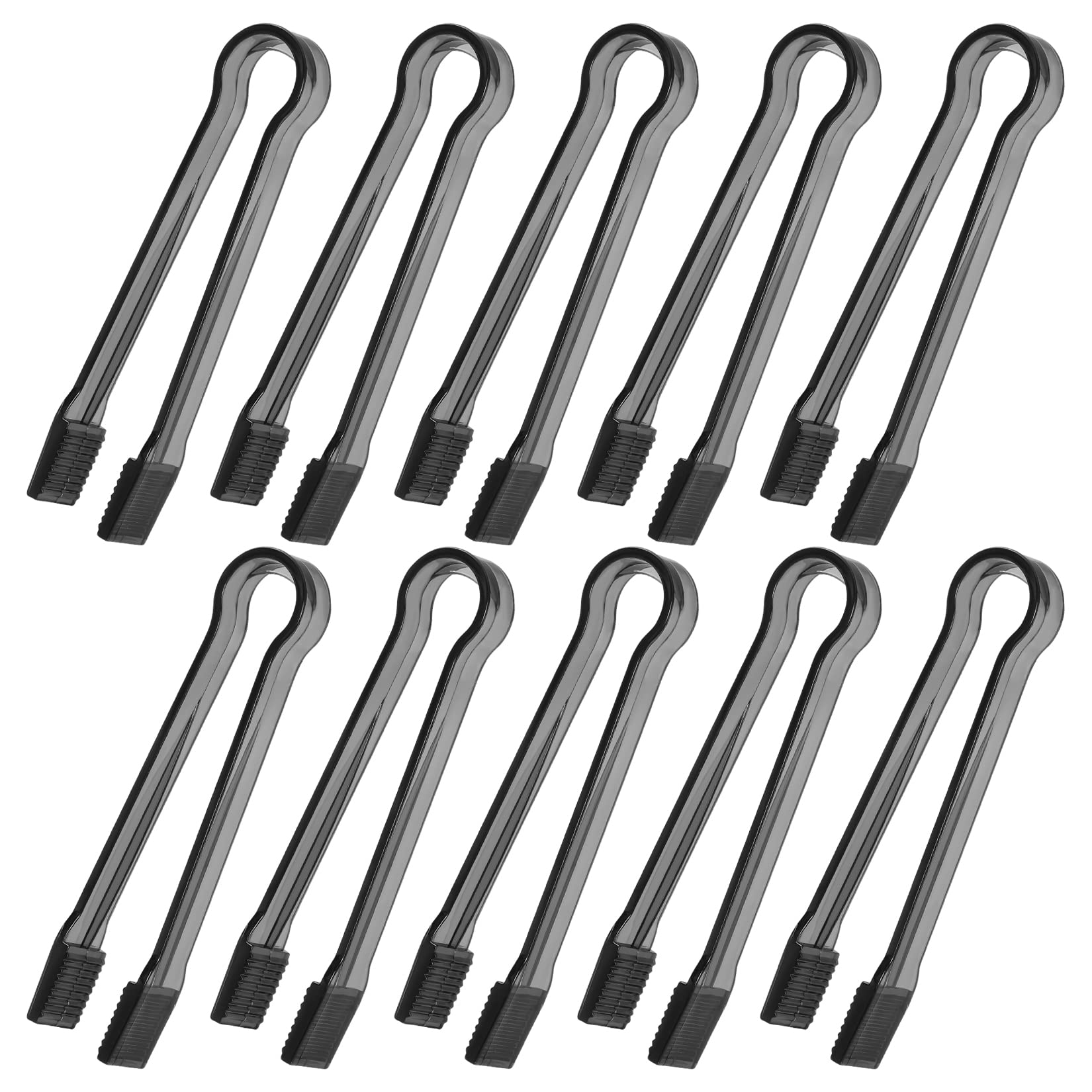 10 Pcs Plastic Buffet Serving Tongs, Clear Kitchen Tongs Mini Serving Utensil Tongs for Food Ice Salad Buffet Barbecue Cookies, 6.3 Inches