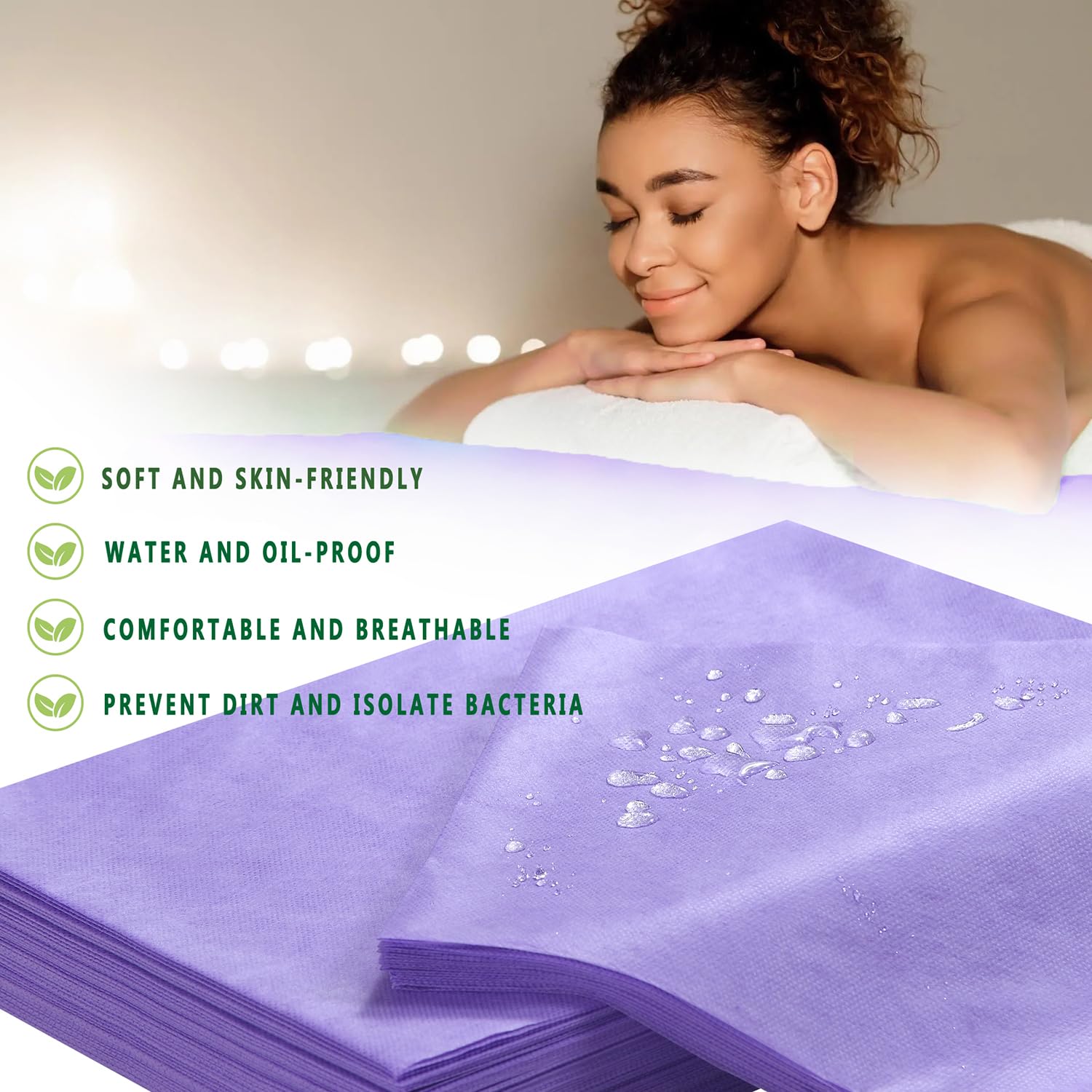 Disposable Bed Sheets 100 Pcs 31" x 71" Massage Table Sheets Non Woven Fabric SPA Bed Cover Breathable for Massage Beauty Tattoos（Black）