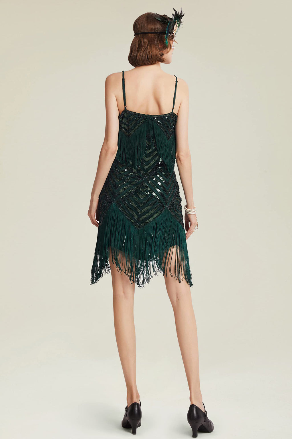 BABEYOND Women's 1920s Flapper Dress V Neck Slip Dress Roaring 20s Great Gatsby Dress for Party