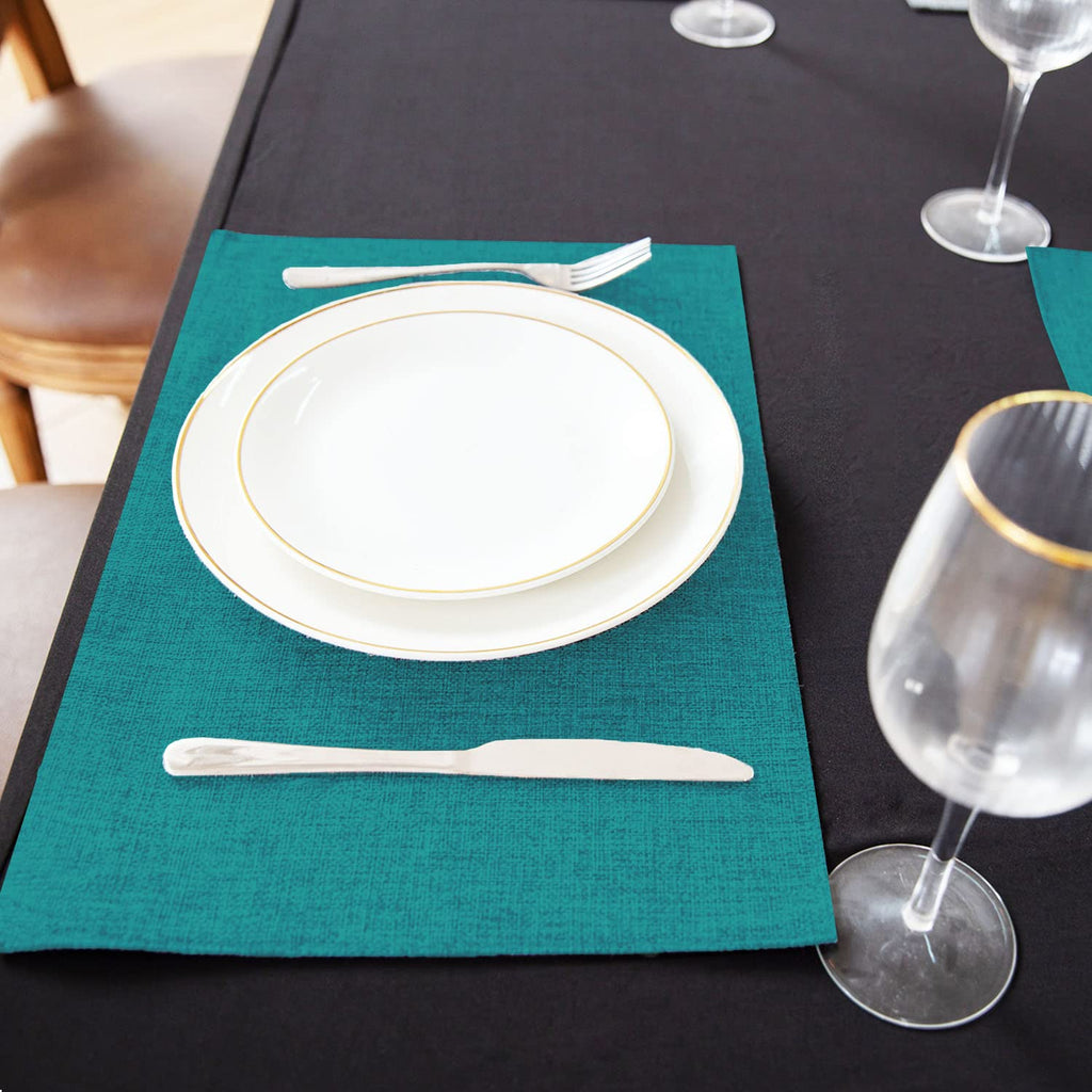 Cloth Placemats Set of 8, Linen Type Fabric Placemats Machine Washable Heat Resistant Placemats Wrinkle Free Thick Polyester Kitchen Place Mats for Dining Table (Beige)