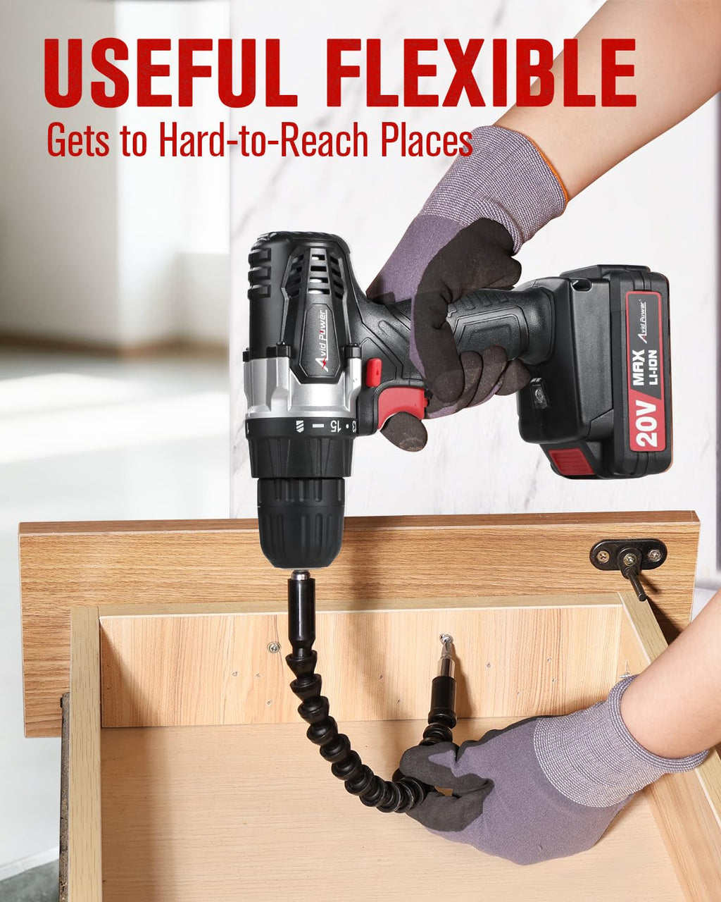 AVID POWER 20V MAX Power Drill Kit, Cordless Drill Set with Battery and Charger, 2 Variable Speed, 3/8-Inch Keyless Chuck, 19 Position and 22pcs Bits