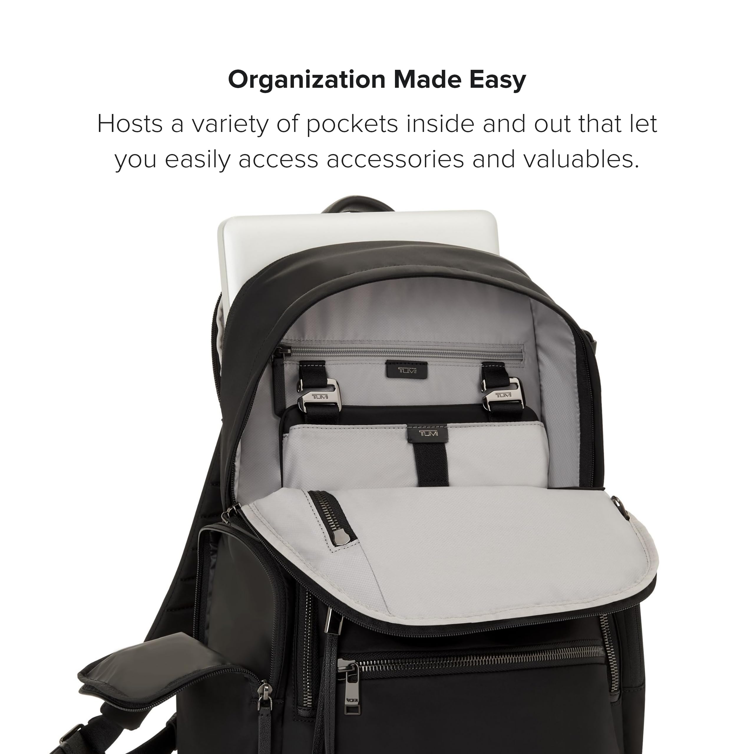 TUMI - Voyageur Celina Backpack - Women's Work and Travel Bag - 16.0" X 10.6" X 6.5" - Holds Up to 16" Laptop - Black & Gold Hardware