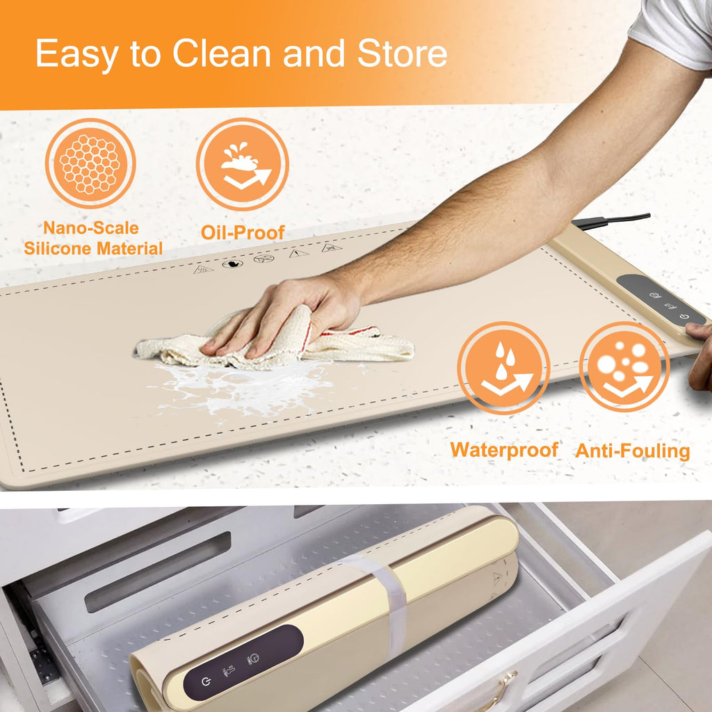 Upgrade Warming Mat for Food with Adjustable Temperature-Portable Electric Warming Tray,Roll Up Silicone Food Warmer for Parties with 3 Temperature Settings,Versatile Food Warmers for Parties Buffet