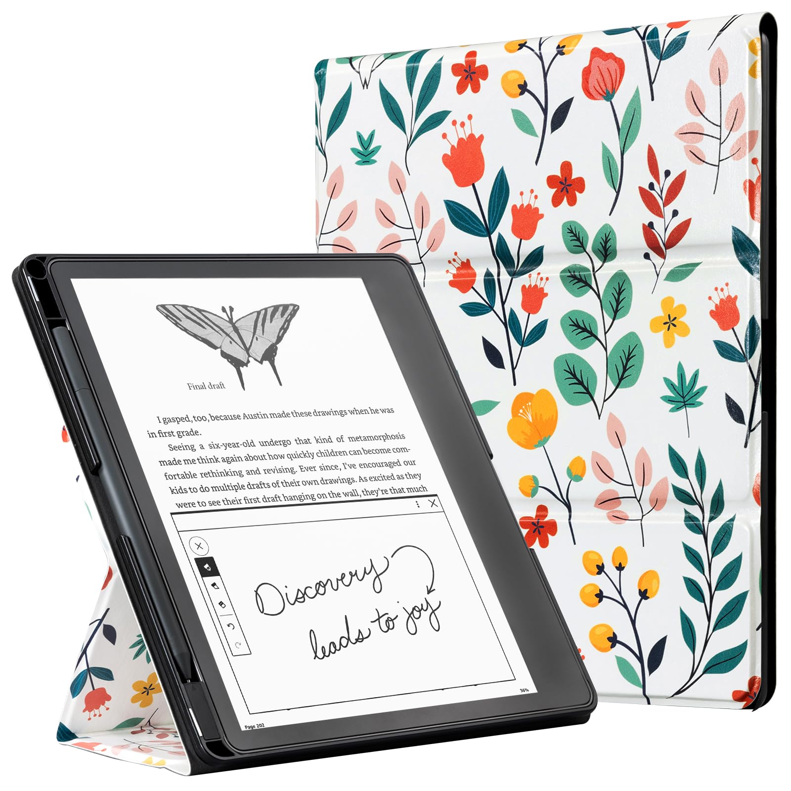 CoBak Stand Case for Kindle Scribe - Premium Folio Leather Cover with Pen Holder, Auto Sleep/Wake - Compatible with 10.2 Inch Kindle Scribe (2022/2024 Release)