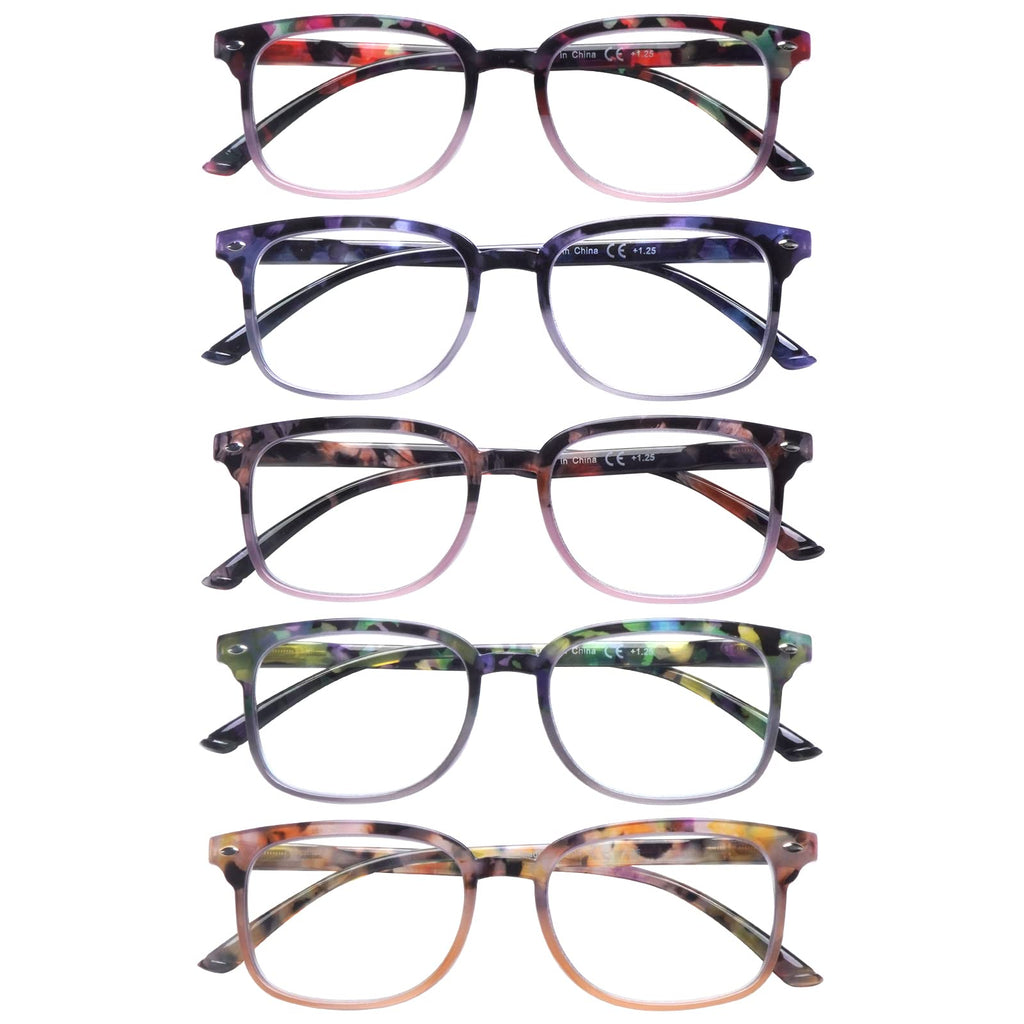 5 Pack Reading Glasses Blue Light Blocking for Women,Computer Readers with Spring Hinge