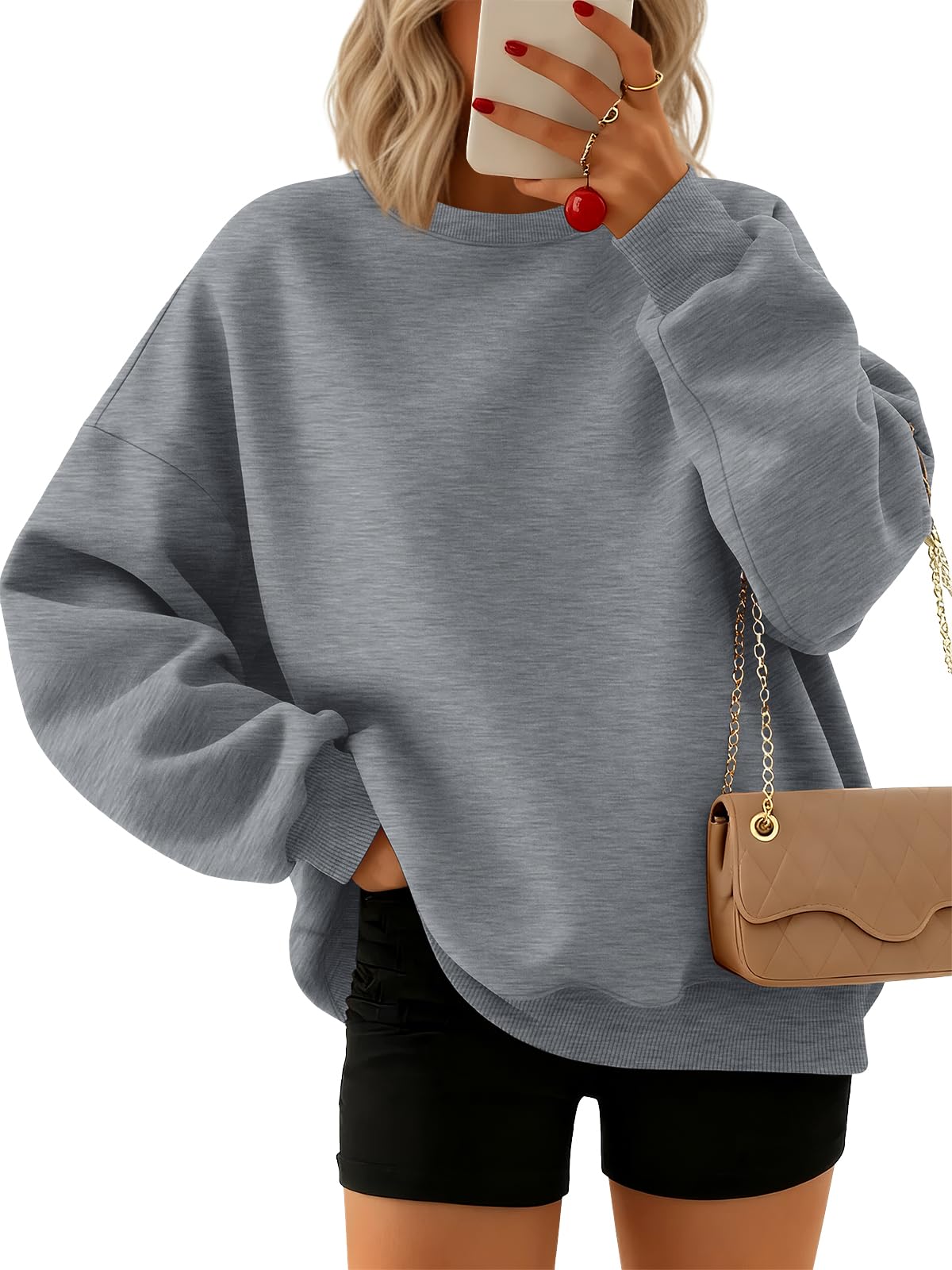 Trendy Queen Sweatshirts for Women Hoodies Oversized Crewneck Tops Sweaters Comfy Fall Winter Outfits Clothes 2026 Fashion