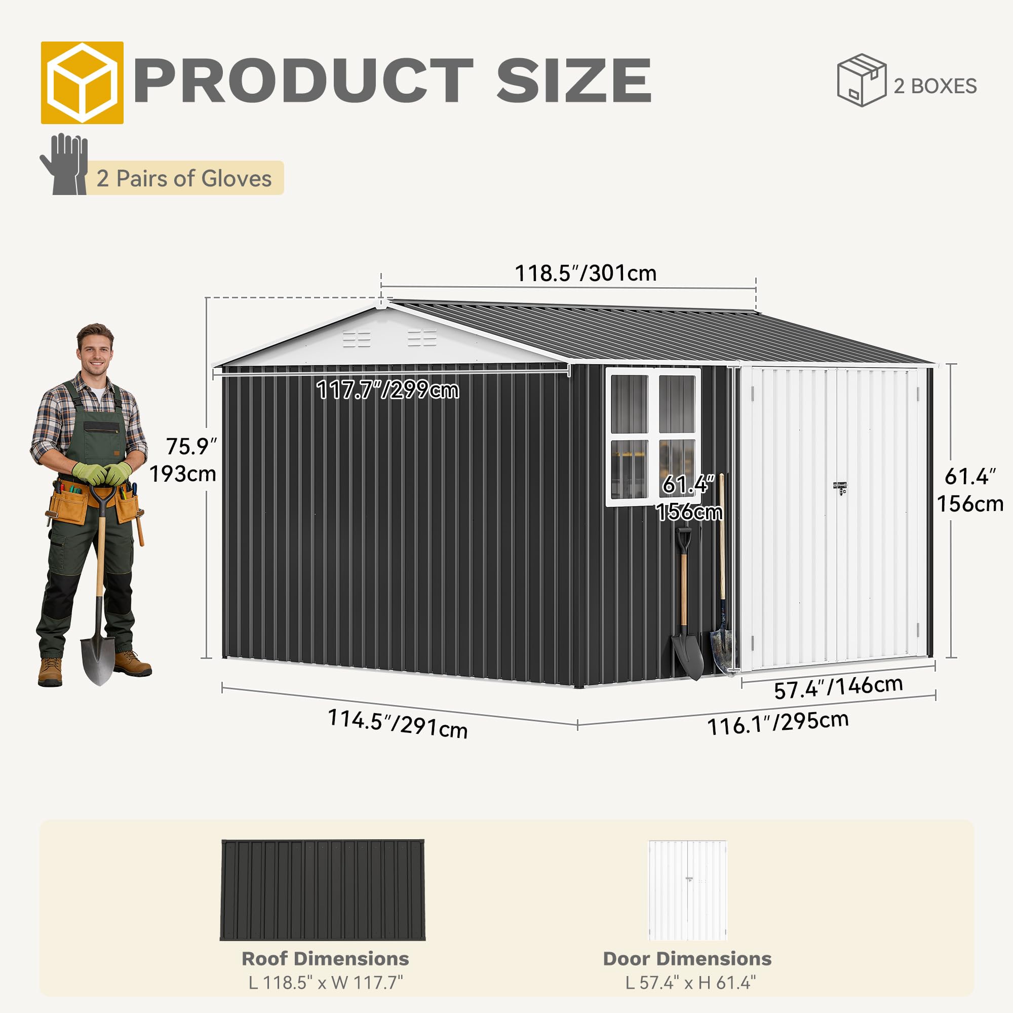 DWVO 6x4ft Outdoor Storage Shed, Lockable Metal Tool Storage Sheds, Waterproof Garden Sheds with Vents for Backyard, Patio, Garage, Lawn, Dark Gray