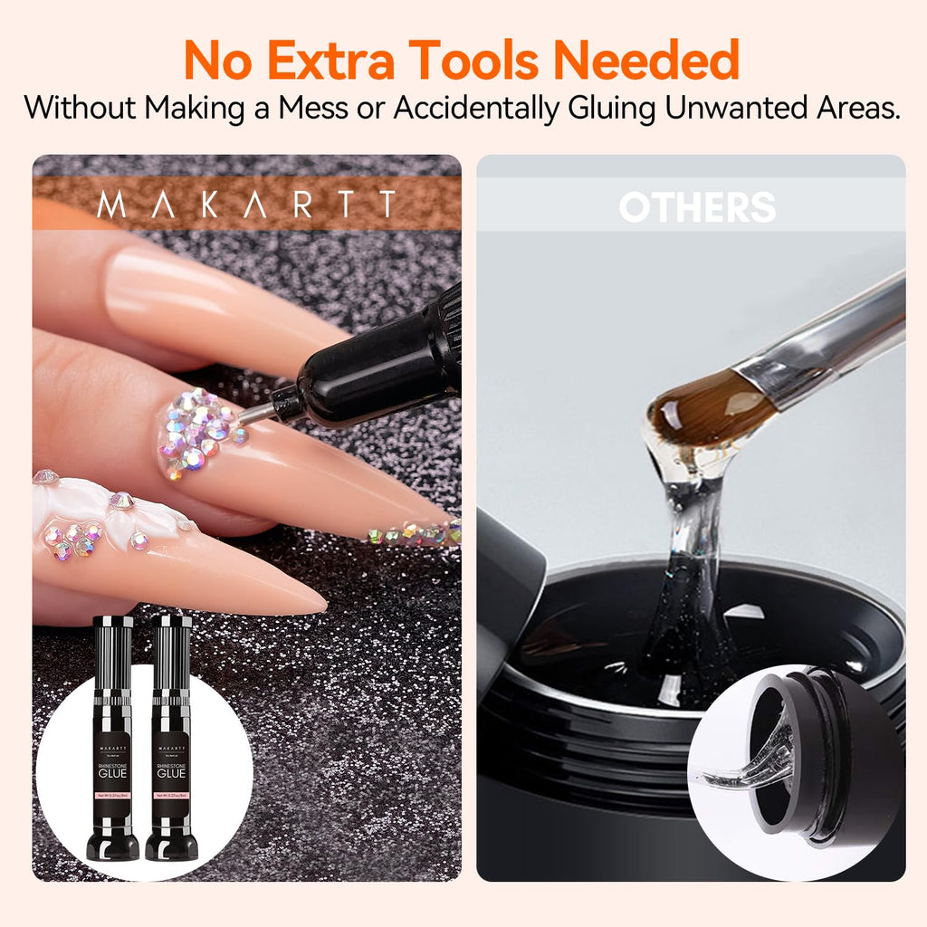 Makartt Rhinestone Glue for Nails: Super Strong Gel Nail Glue for Nail Charms Gems Decorations, 3D Gel Nail Art Bling Jewel Diamonds for Salon & DIY Manicure, 30ML UV Lamp Cured Need Beauty Gifts
