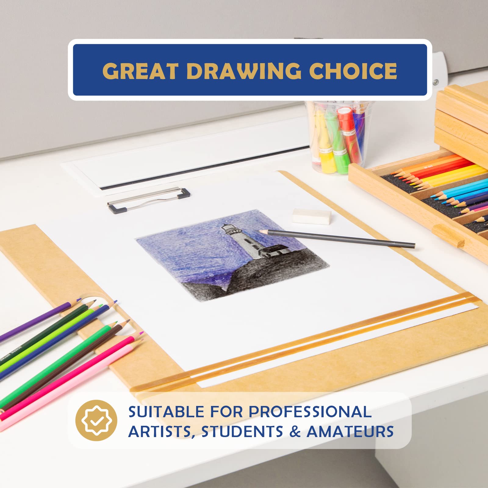 Falling in Art 13x17 Professional Sketch Board, Drawing Tote Board for Artists with Sturdy Clip and Rubber Bands, Portable Art Clipboard for Classroom and Studio Drawing
