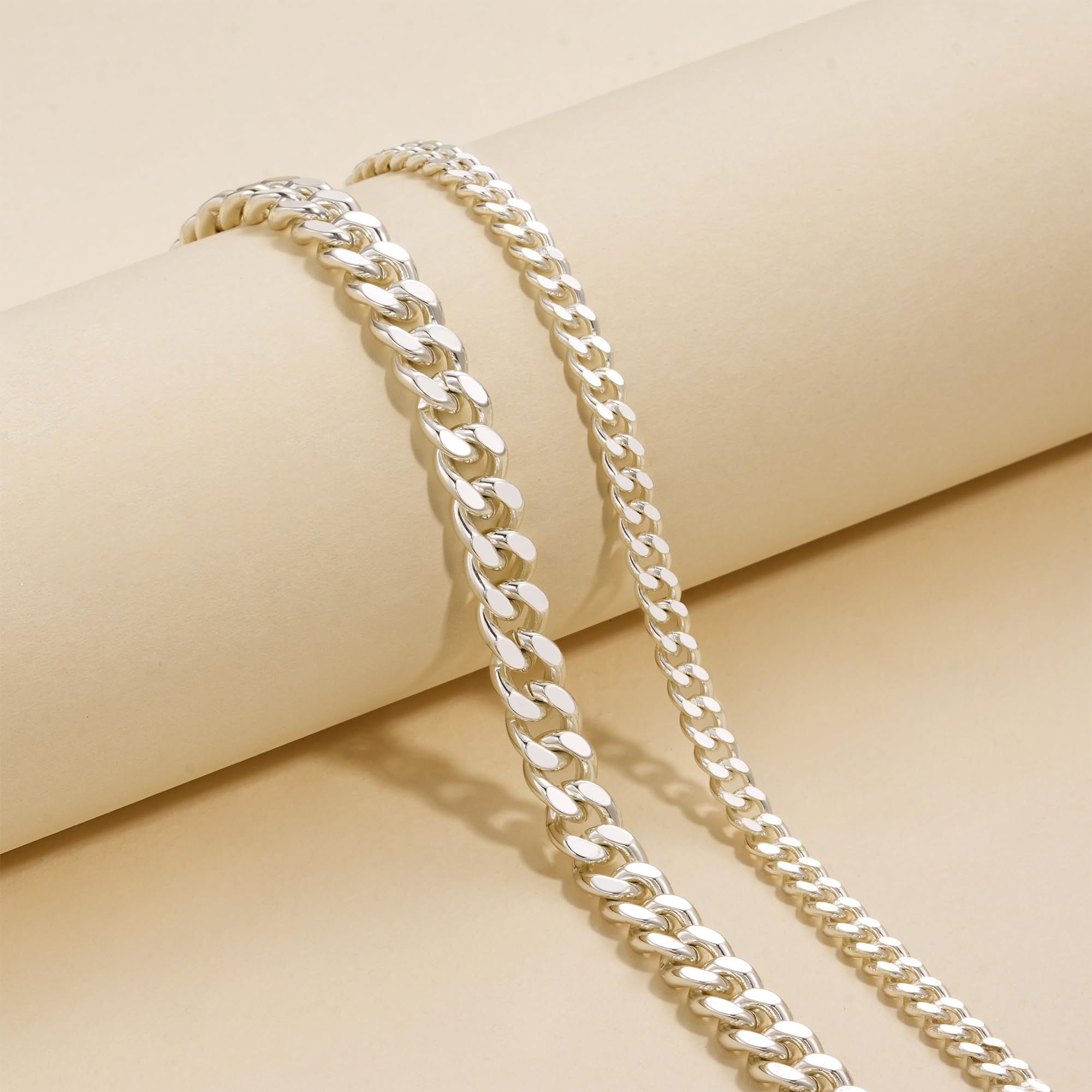 Freekiss Sterling Silver Ankle Bracelets for Women: Dainty Layered Waterproof Anklet for Women Adjustable Womens Anklet Set Stackable Figaro Beaded Cuban Link Anklets Beach Jewelry for Women