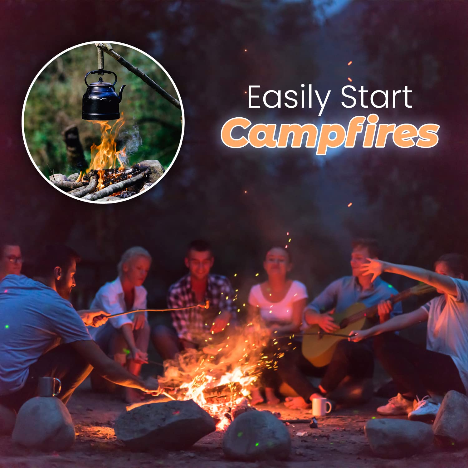 Dextreme Fire Starter (60 PCS) Natural Fire Starters for Campfire, Charcoal Starter, Fireplace, Wood Stove, BBQ, Chimney, Fire Pit, and Grill | All Weather, Odorless, Non-Toxic, w/10 Min Burning Time