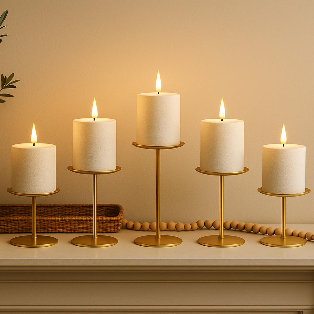 smtyle Modern Black Candle Stand Candelabras, Set of 3 Metal Candleholder Sets for Pillar Candles, Minimalist Farmhouse Decor for Fireplace Mantel & Dining Table Centerpiece