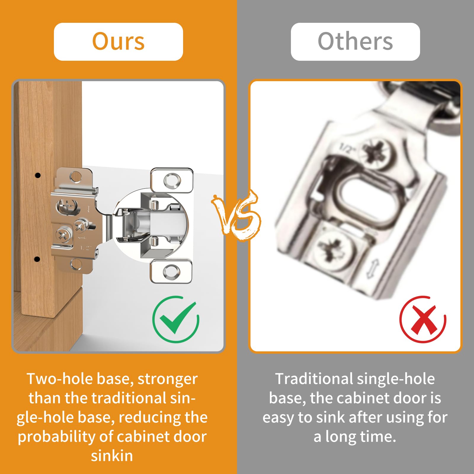 Chibery 2 Pack 1-1/4" Overlay 3D Soft Close Concealed Hinge, Face Frame Door, Small Angle Slow Close, Self Closing Hidden Satin Nickel, 105° Concealed Stainless Steel Hinges for Kitchen Cabinet Door