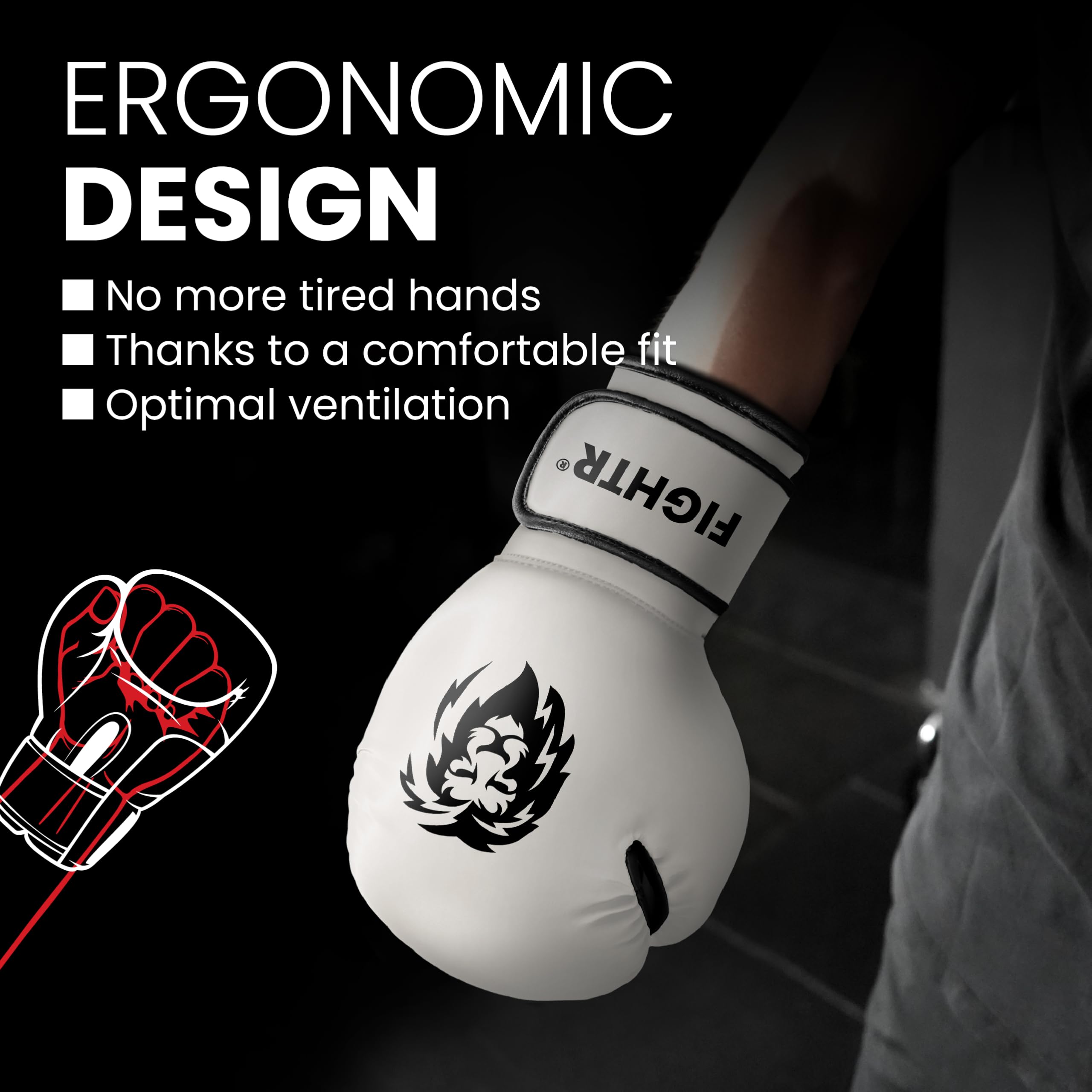 FIGHTR® Boxing Gloves - Maximum Protection & Stability | Boxing Gloves for Boxing, MMA, Muay Thai & Kickboxing | Sizes 8-16 oz