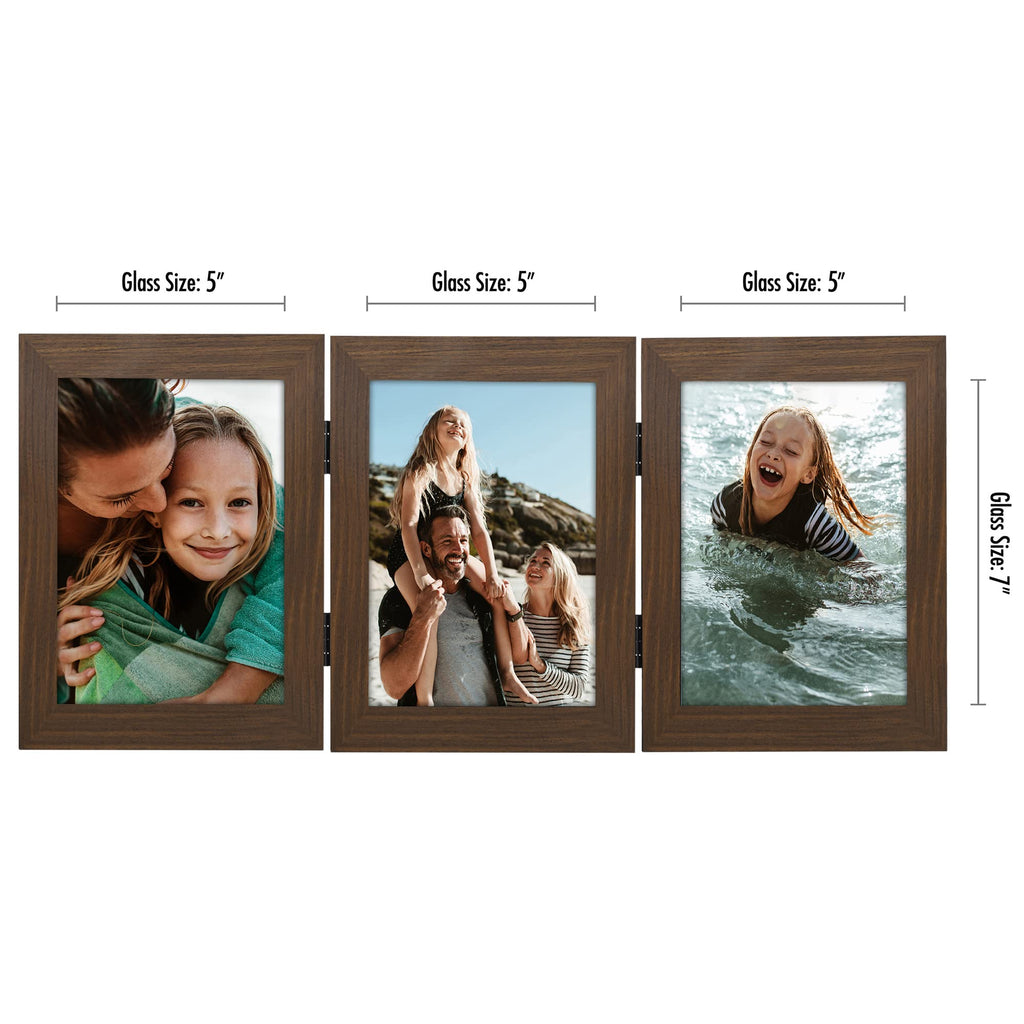 Americanflat Hinged 4x6 Picture Frame with Shatter-Resistant Glass - Double Picture Frames with Engineered Wood - Signature Collection - Photo Frame for Tabletop Display - Black