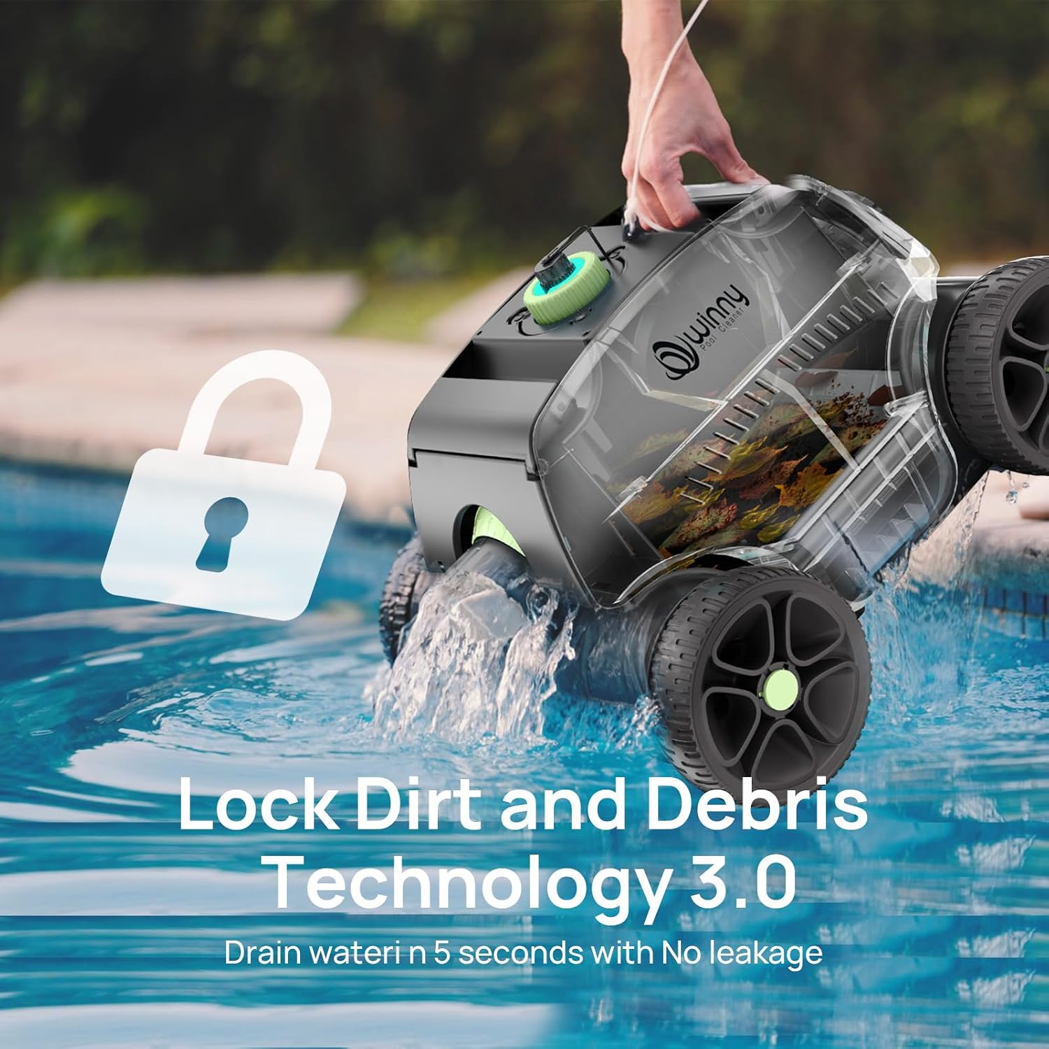 (2026 Upgraded) Robotic Pool Vacuum for Above Ground Pool - 6600mAh for 130mins Runtime & 50W Powerful Suction, Self-Parking Pool Cleaner with 180μm Filter Tray Up to 1300 Sq. Ft (White&Green)