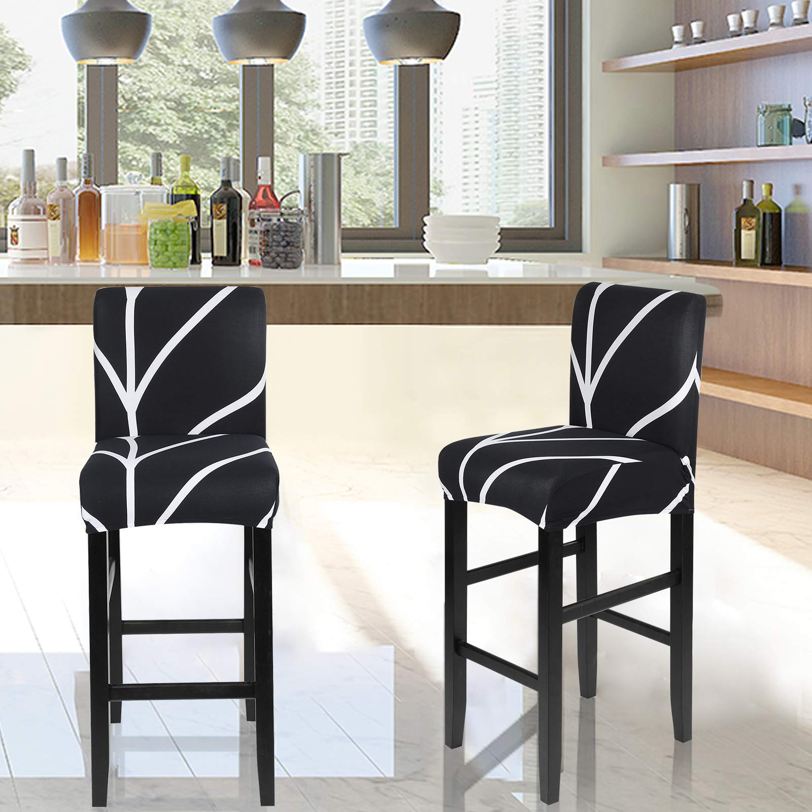 SearchI Bar Stool Covers Set of 2, Stretch Washable Barstool Seat Covers, Counter Height Chair Covers for Kitchen Dining Room Cafe (Ball Flower)