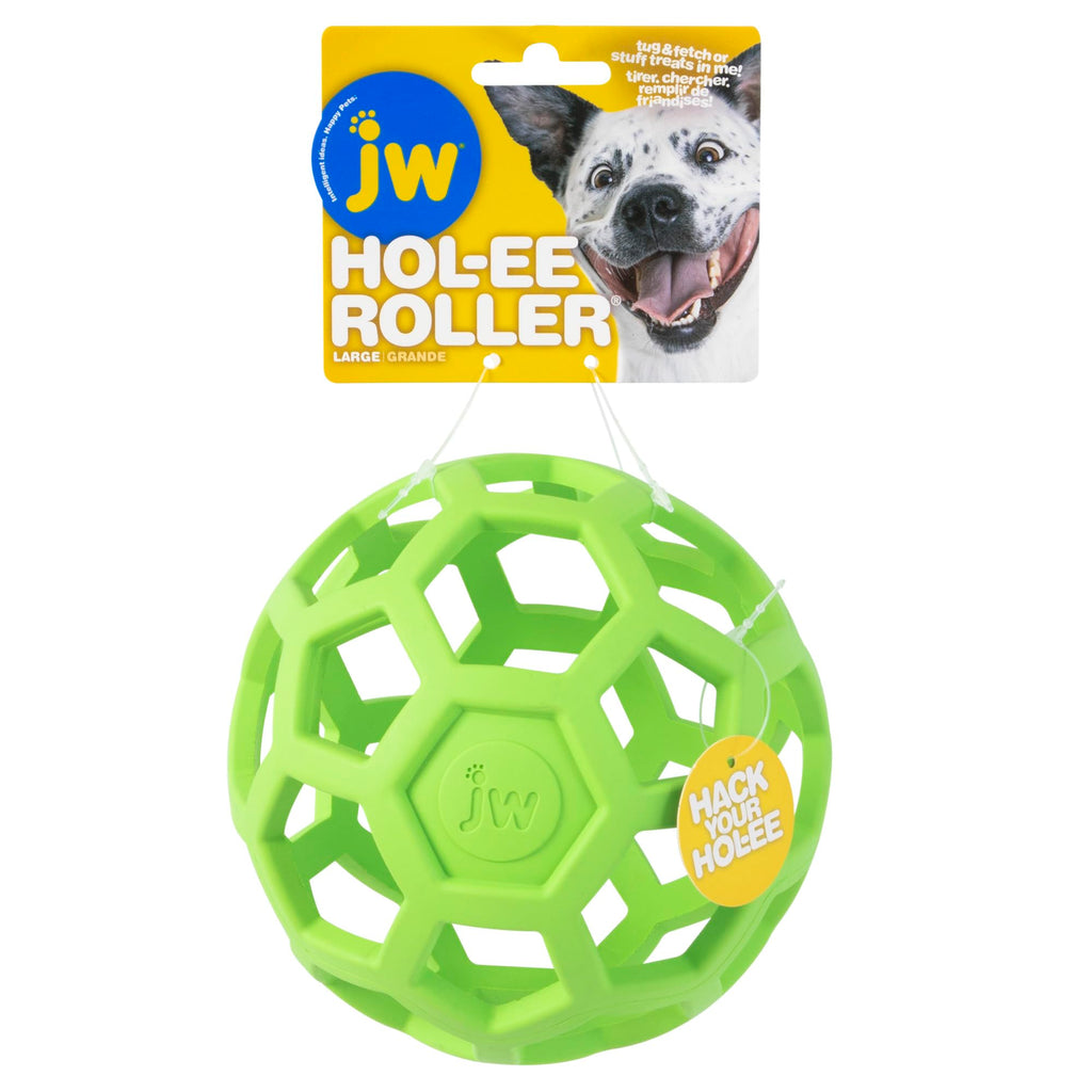 JW Pet HOL-ee Roller™, Dog Toy Puzzle Ball, Natural Rubber, Small (3 Inch Diameter), Blue