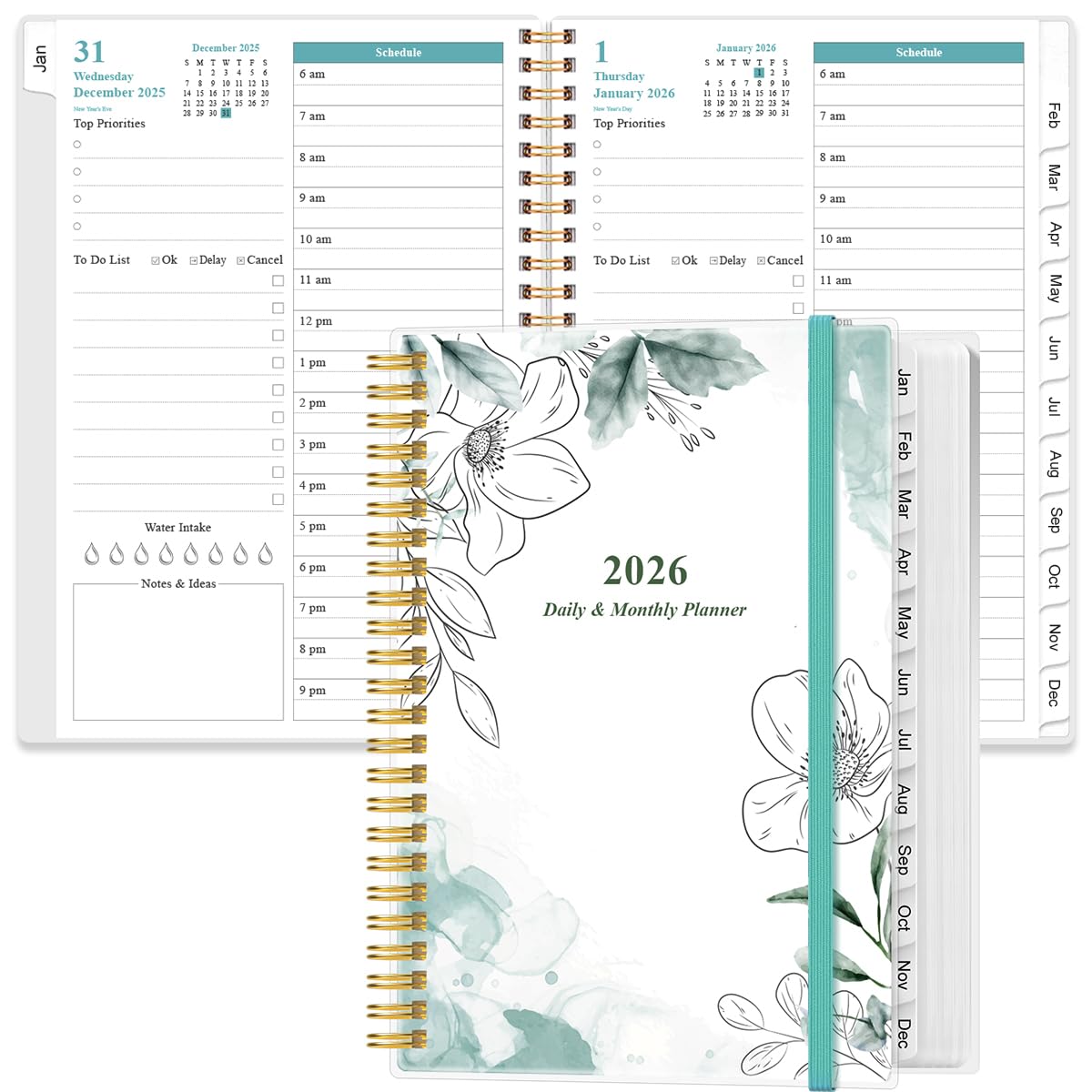 2026-2027 Daily & Monthly Planner - One Page Per Day, Daily Planner from July 2026 to June 2027, Planner 2026-2027 with 12 Monthly Tabs, 6.4" x 8.5", Black