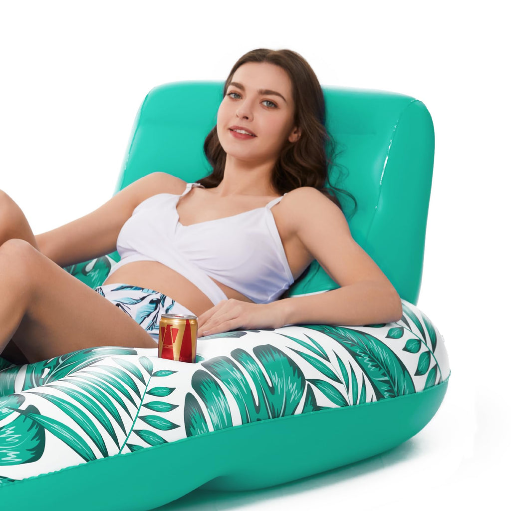 Jasonwell Inflatable Pool Float Adult - Pool Floaties Lounger Floats Raft Floating Chair Water Floaties for Swimming Pool Lake Lounge Float with Cup Holders Beach Pool Party Toys for Adults