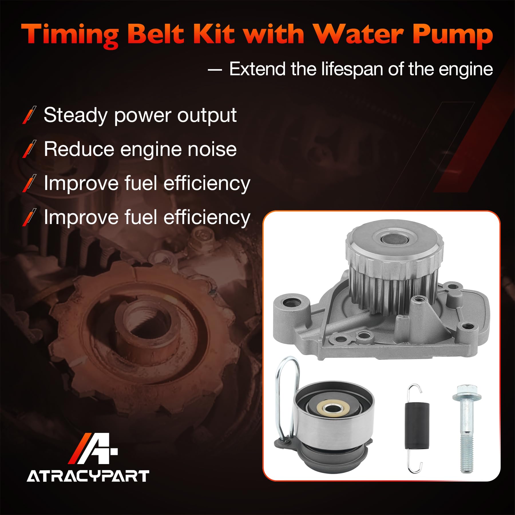 Engine Timing Belt Kit with Water Pump | Compatible With 1987-2001 Toyota Camry Celica RAV4 MR2 Solara 2.0L 2.2L 3SFE 5SFE L4 DOHC 16V | Replaces# TBK138, TCKWP199