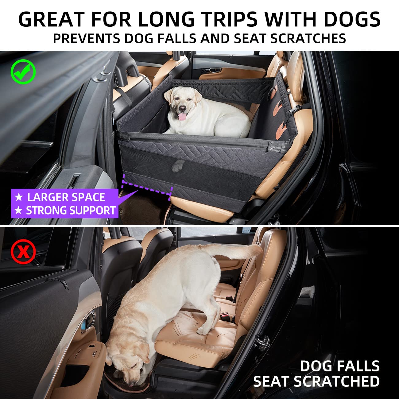 TKYZ Medium Dog Car Seat,Back Seat Extender for Dogs,Waterproof Large Dog Seat Cover for Backseat, Pet Bed for Car Hammock(Black-s)