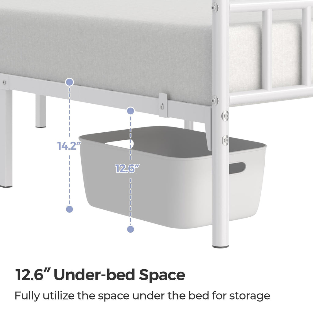 Yaheetech Twin Bed Frame Metal Platform Bed Frame Mattress Foundation with Spindle Headboard & Footboard/No Box Spring Needed/14 Inch Underbed Storage/Firm Support & Easy Set up Structure, Black