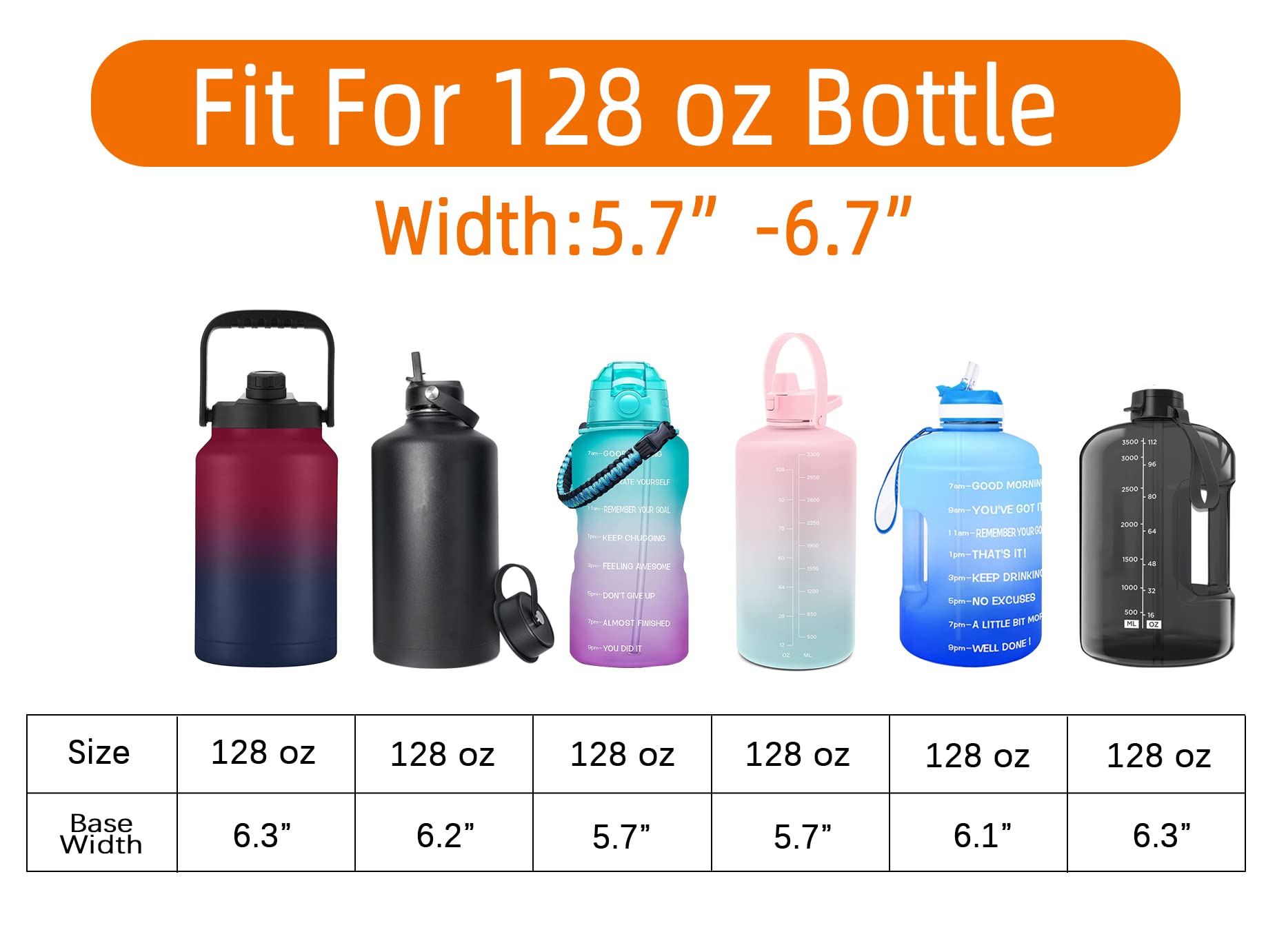 AceTreker 32/40/64/128 oz Neoprene Insulated Water Bottle Carrier Bag, Sling Bag Sleeve Pouch Holder with Strap & Paracord Handle and 2 Pocket for Travelling, Hiking, Camping