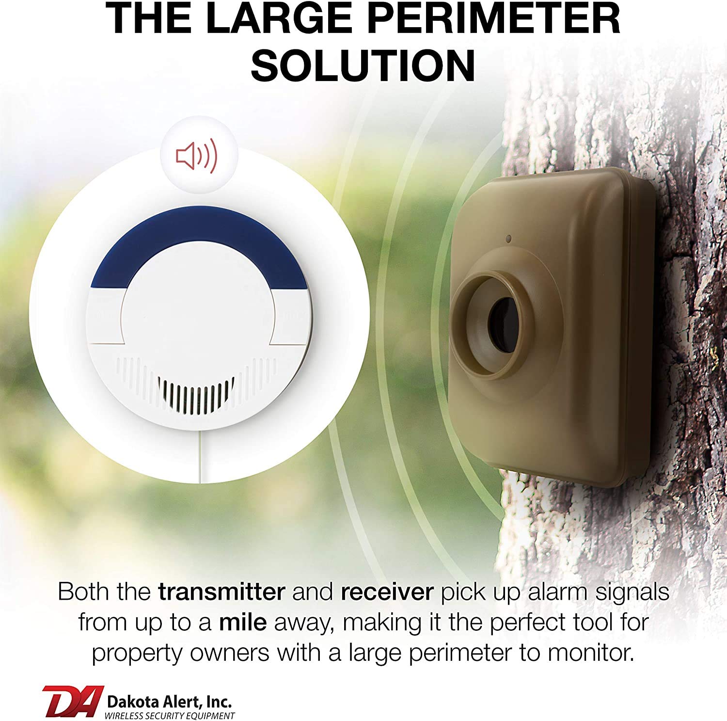 Dakota Alert Long Range Driveway Alarm Motion Detector - DCMA-4k Plus One Mile Wireless Range Alarm System - DCMT-4000 Transmitter & RE-4k Plus Receiver-Use Outdoors, Driveways, Entrances & Backyards