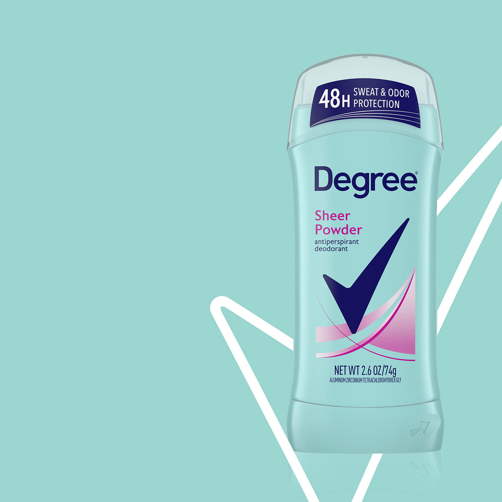 Degree Original Antiperspirant Deodorant Sheer Powder Pack of 6 48-Hour Sweat & Odor Protection Antiperspirant for Women 2.6 oz