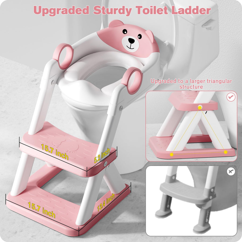 Potty Training Seat, Upgrade Toddler Toilet Seat for Kids Boys Girls, 2 in 1 Potty Training Toilet, Splash Guard Anti-Slip Pad Step Stool(Blue)