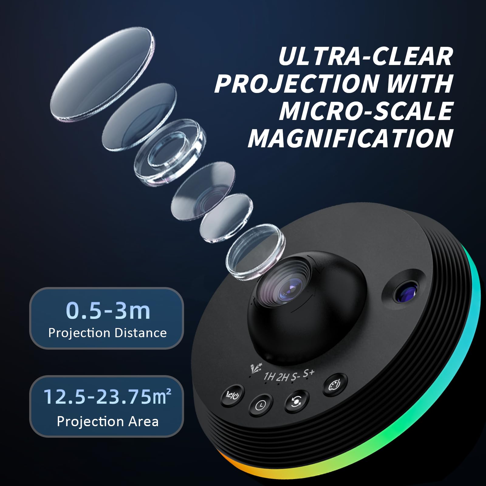 Galaxy Projector, Star Projector Home Planetarium with 1 Glass Projection Disc, 180° Rotatable Starry Sky Night Light with Meteor Effects & Light Strip for Bedroom, Kids & Adults Gift
