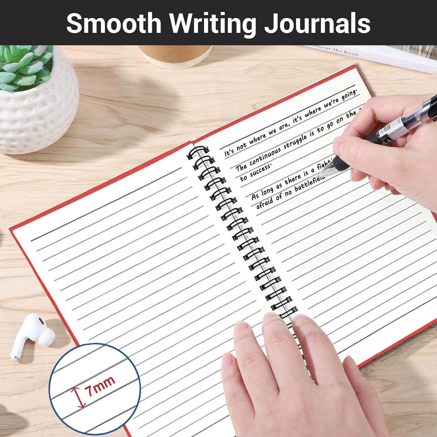 4Pack Small Spiral Notebook A5, 8.25x5.5” 120 Lined Pages Black & Red Wide Ruled Spiral Journal Bulk Blank Kraft Cover Spiral Bound Notebook & Writing Pads for Home Office Meeting Work Note Taking