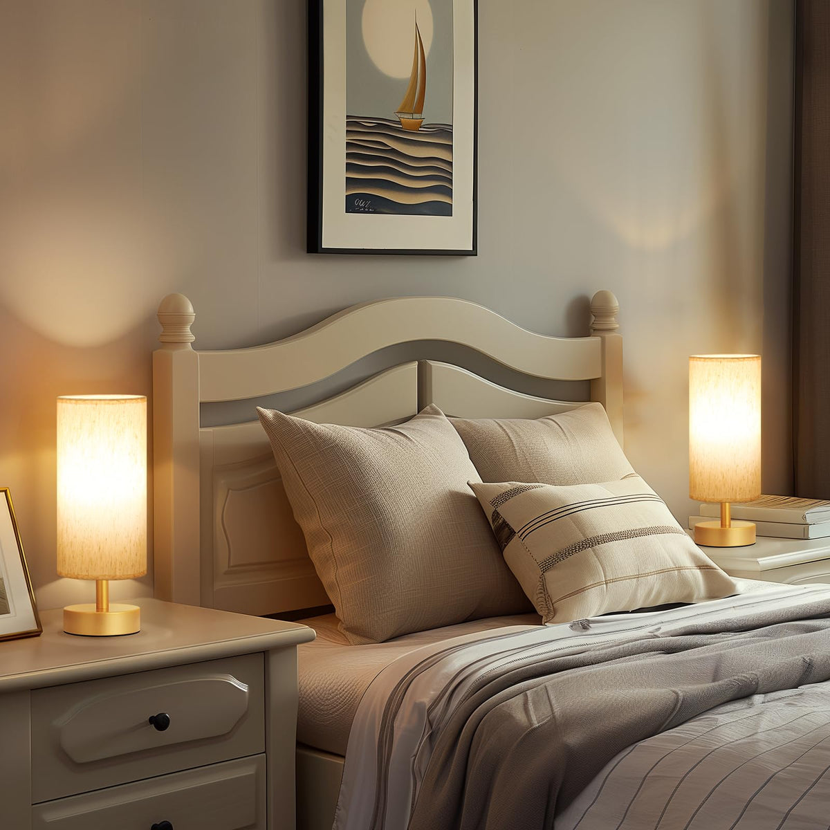 PartageiZ Small Table Lamp for Bedroom Set of 2 - Bedside Lamps for Night Stands, Minimalist Nightstand Light Lamp, Desk Lamps for Reading Room, Kids Room, Living Room, Office, Dorm
