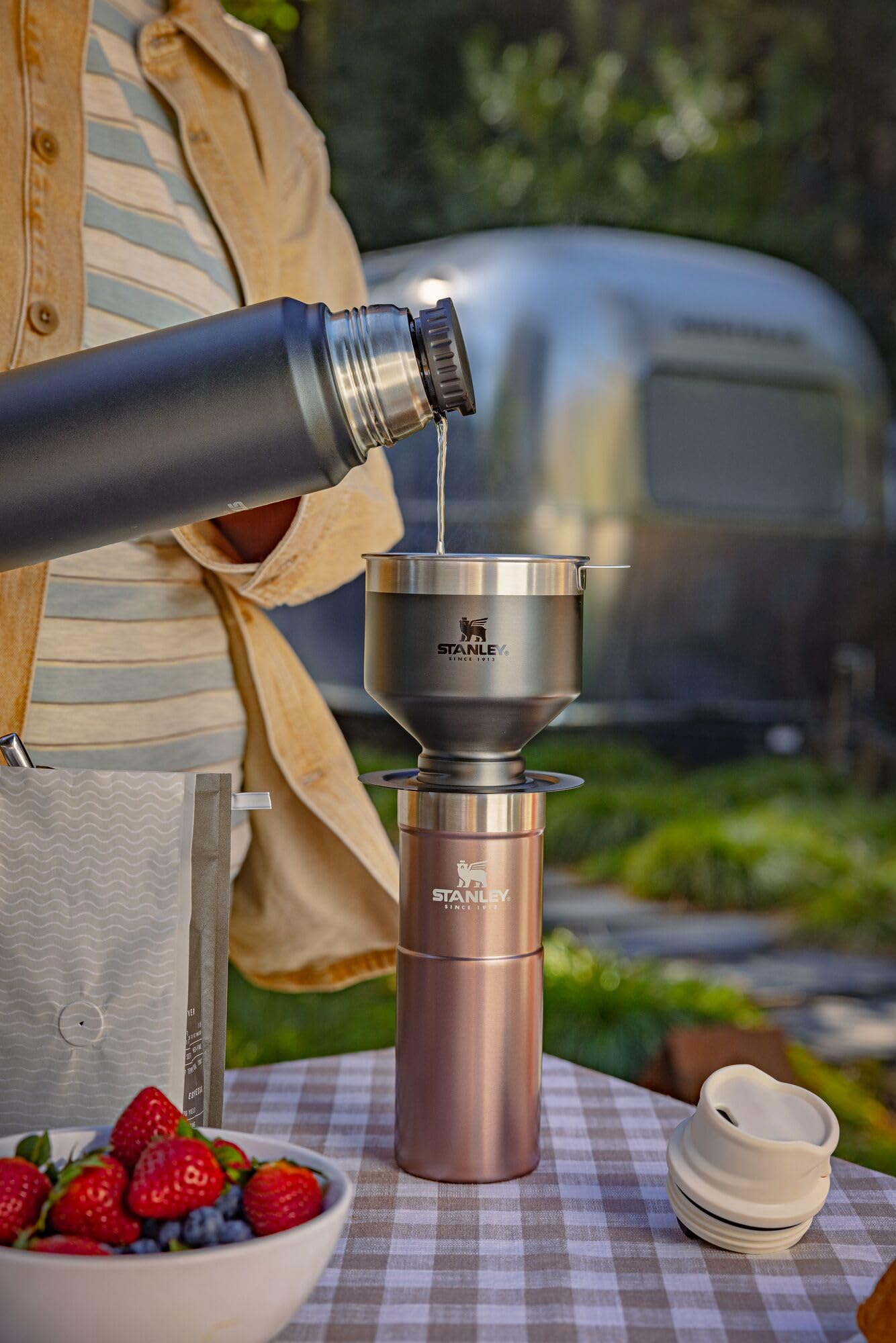 STANLEY Perfect Brew Pour Over | Manual Single Cup Coffee Maker | Drip Coffee Maker with Reusable Filter | Easy Clean Stainless Steel | BPA-Free | Charcoal Glow