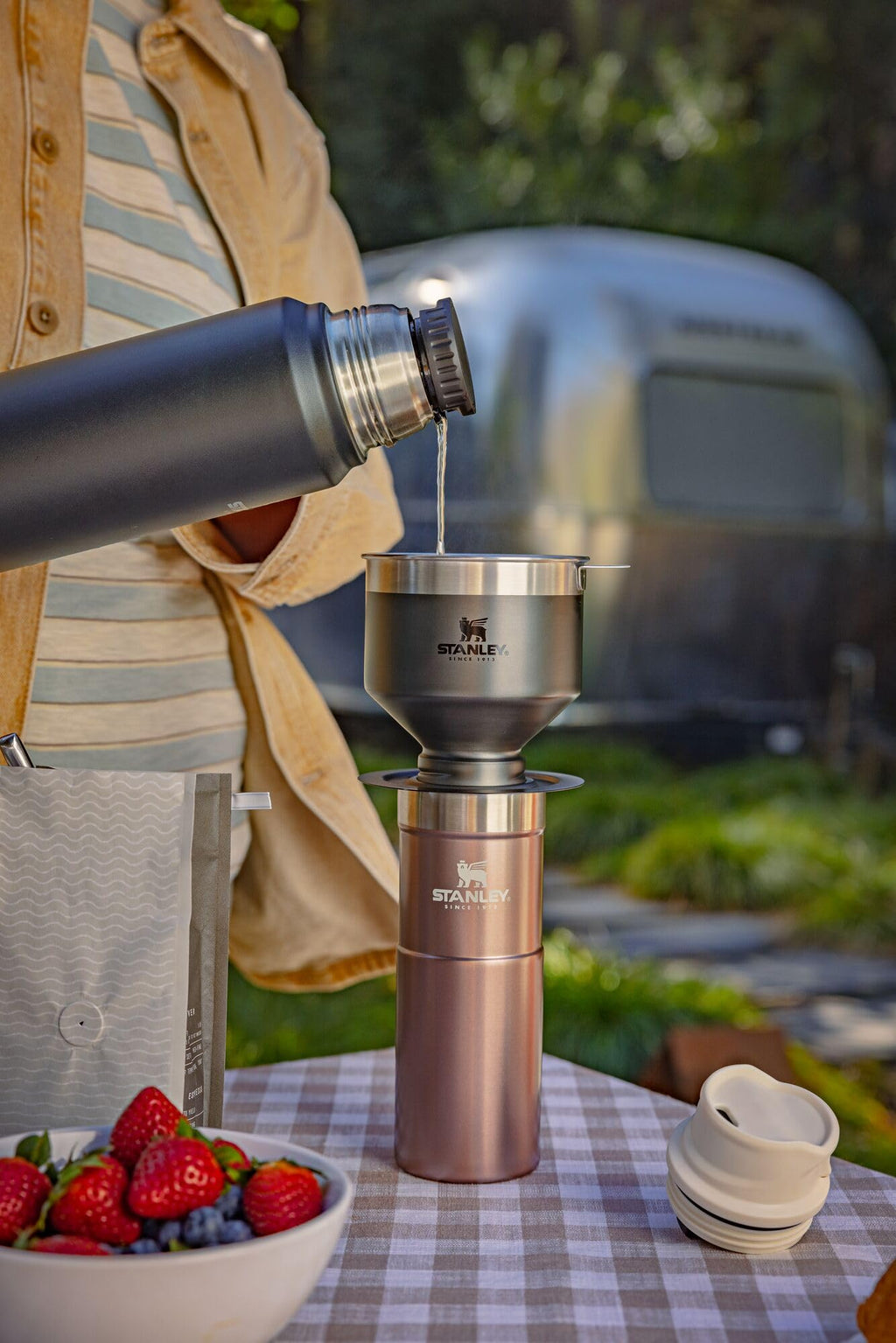 STANLEY Perfect Brew Pour Over | Manual Single Cup Coffee Maker | Drip Coffee Maker with Reusable Filter | Easy Clean Stainless Steel | BPA-Free | Charcoal Glow