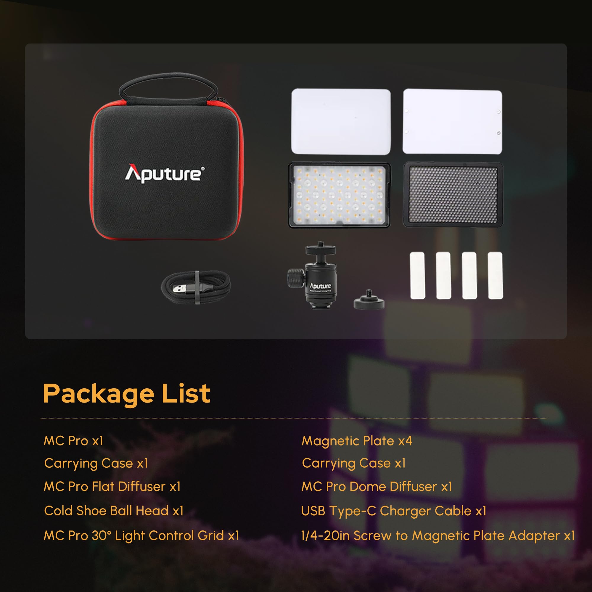 Aputure MC Pro RGBWW On Camera Video Light,5W High Brightness 1585 Lux at 0.5m,2000-10000K Adjustable Magnetic Attraction and IP65 Weatherproo for Photography,Videographer