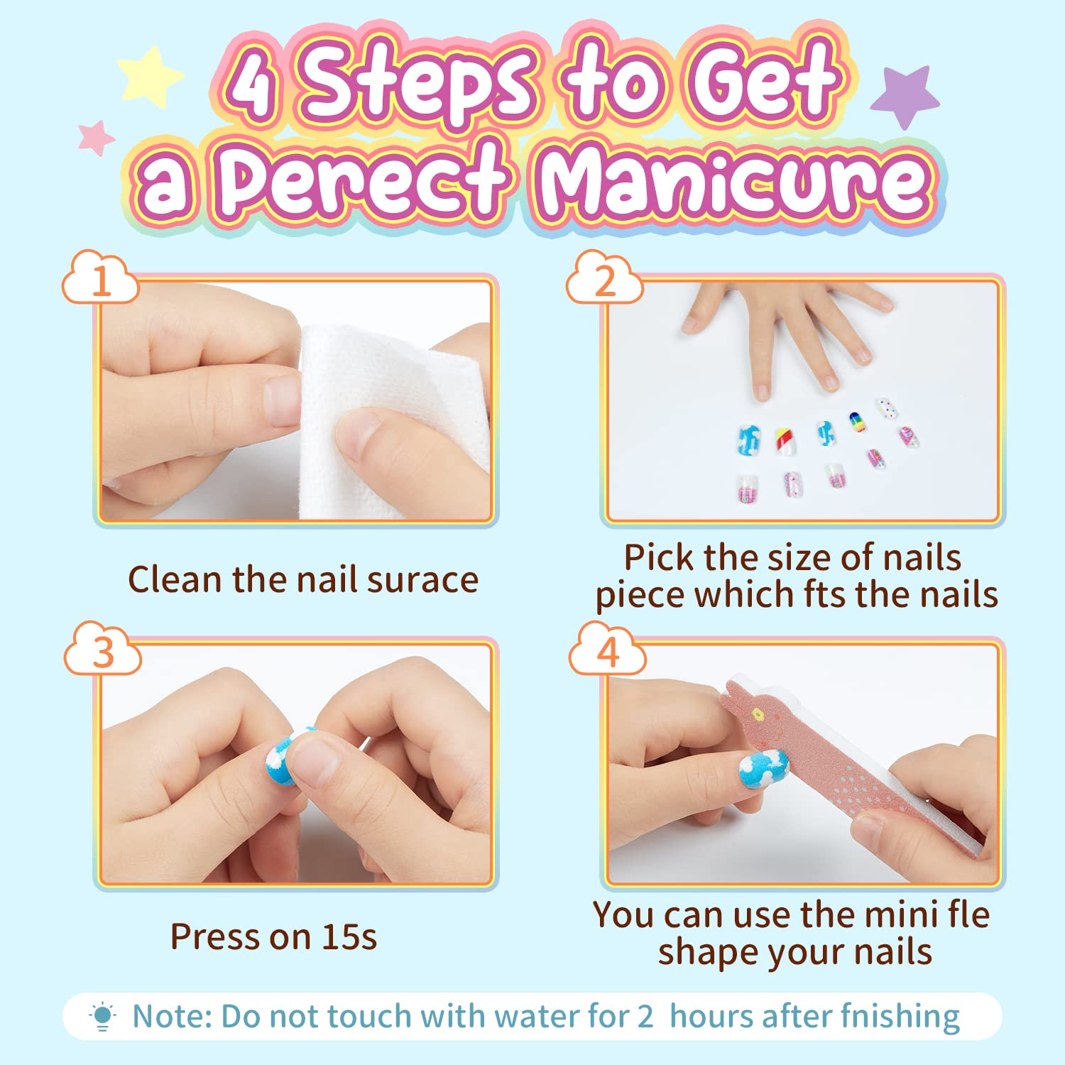 Modelones Press on Nails for Kids 144Pcs 6 Pack Children Acrylic Fake Nails Pre-glue Full Cover Glitter Gradient Color Heart Cat Short False Nail Art Kits Sets Christmas Gifts for Kids Girls