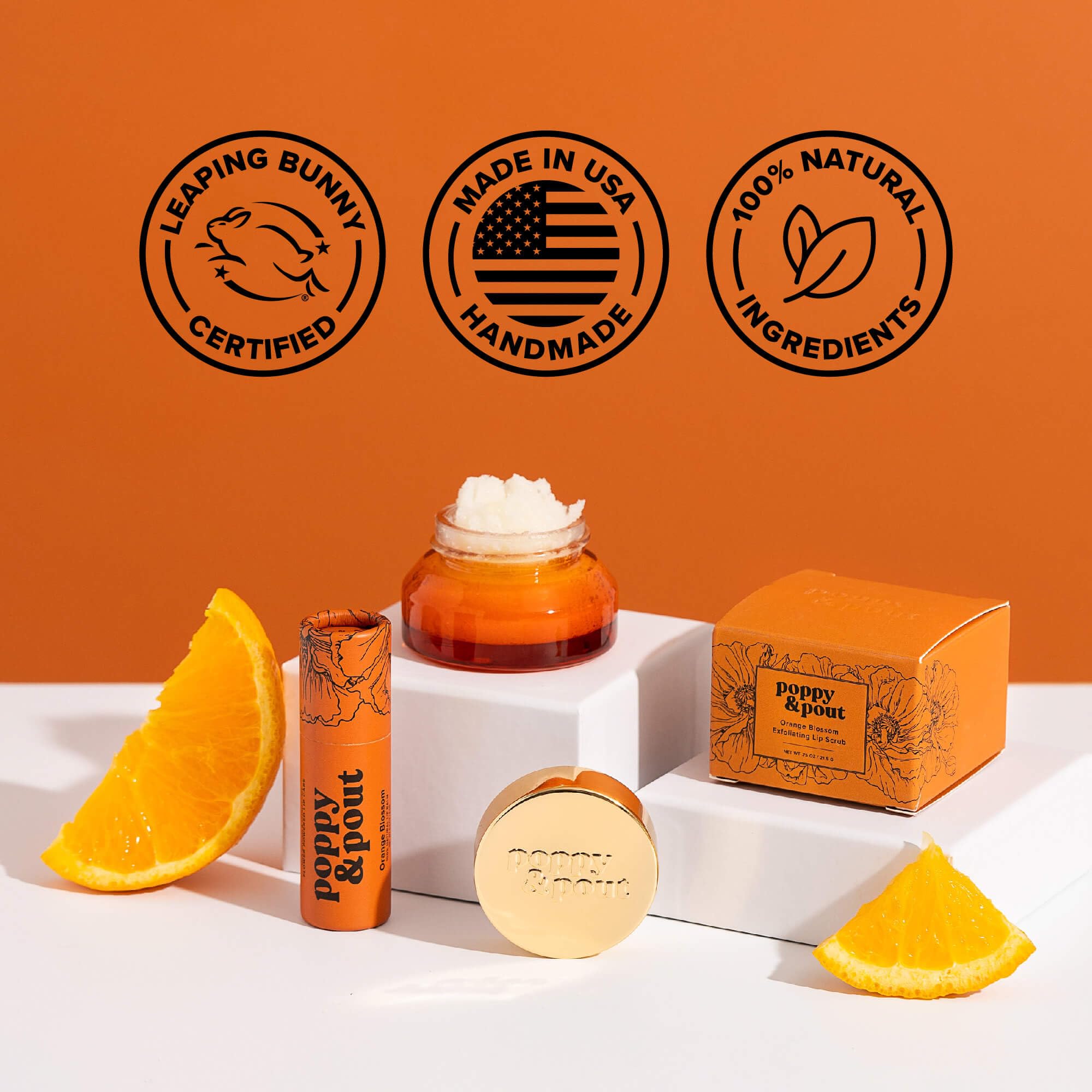 Poppy & Pout Blood Orange Mint Jumbo Lip Balm | All Natural Lip Balms & Moisturizers | Hydrates with Beeswax, Vitamin E, Organic Coconut Oil | Cruelty-Free | Lip Balm in Recyclable Cardboard Tube