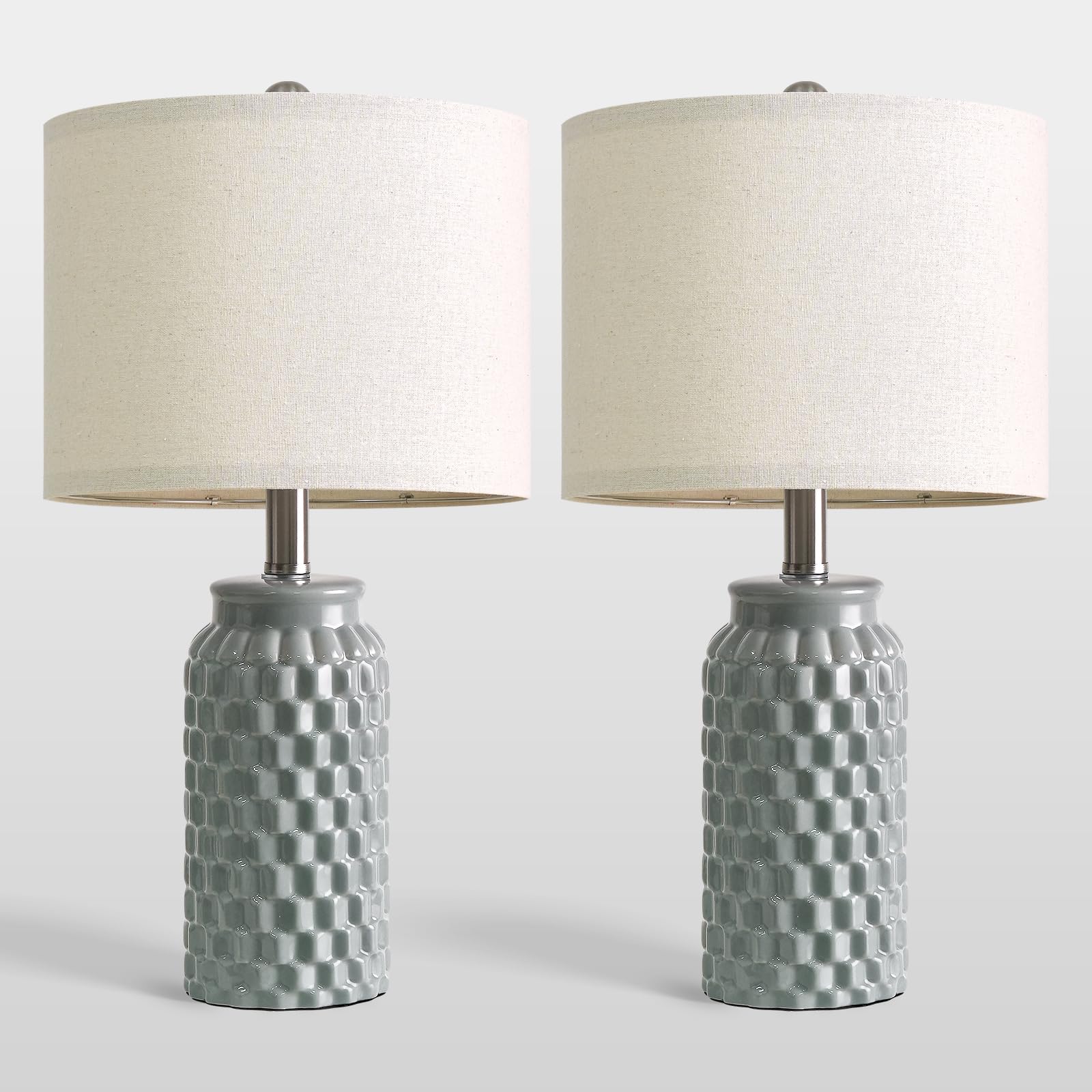USumkky 20.5" Gold Modern Ceramic Bedside Lamp Set of 2 for Bedroom Decor Farmhouse Table Lamp for Living Room Office Dorm