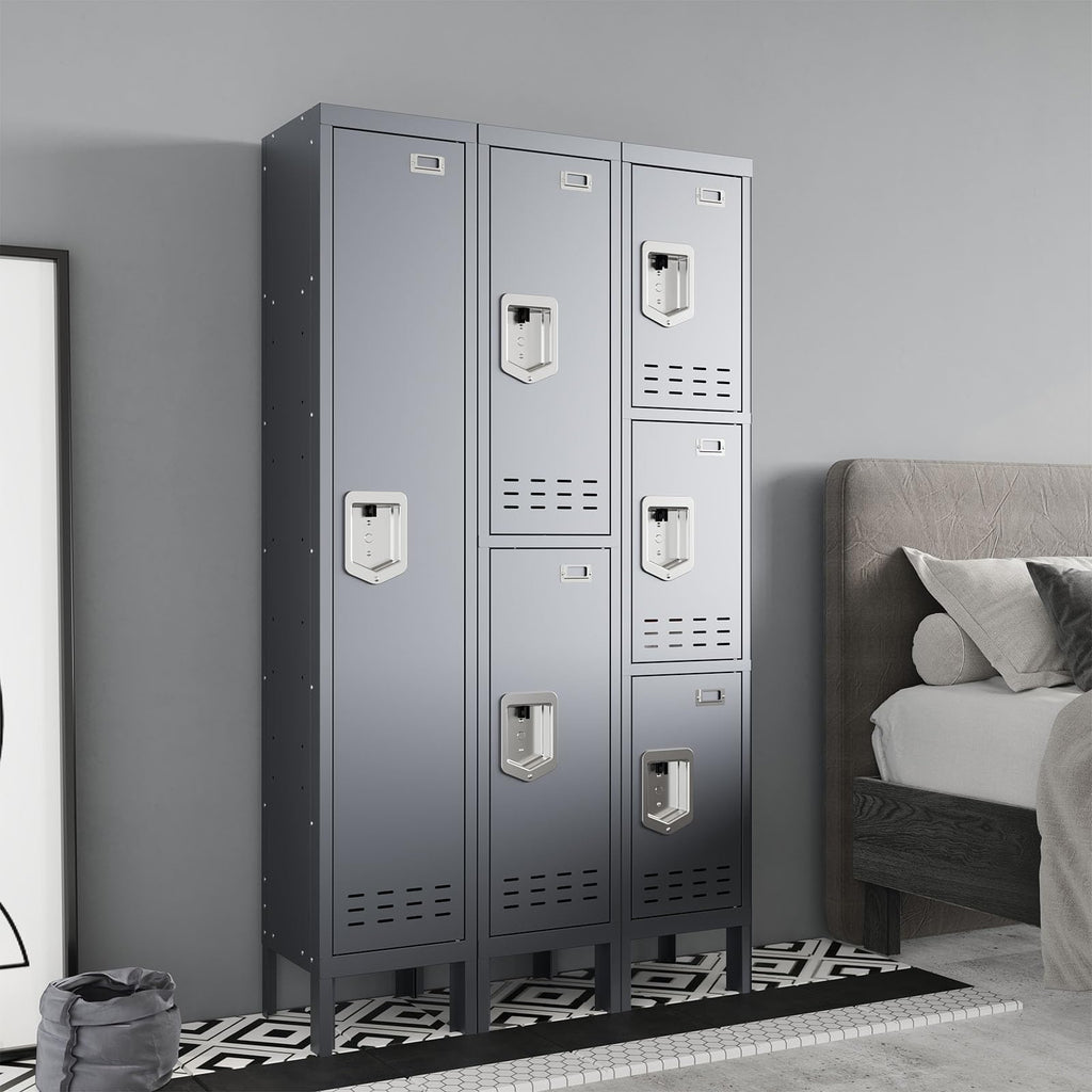 Lockers,Metal Locker, (Beige, 1 Door - (66.15" H x 11.8" W x 11.8" D))