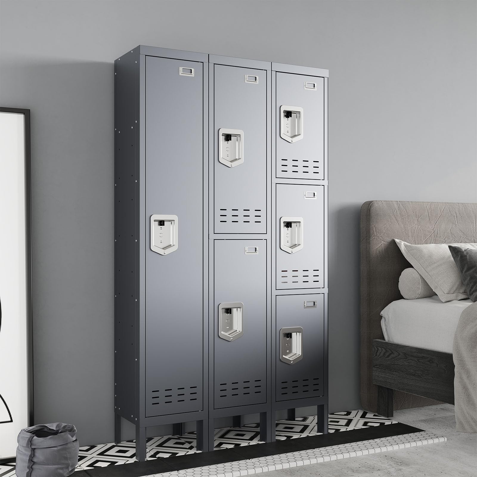 Lockers,Metal Locker, (Beige, 1 Door - (66.15" H x 11.8" W x 11.8" D))