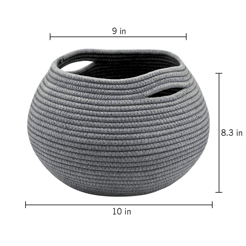 Goodpick Small Rope Storage Basket, Black Round Baskets for Socks, Dog Toys, Towels, Cute Baby Basket for Living Room, Bedroom, Nursery, Towel Baskets for Bathroom, 10 x 8.3 inches