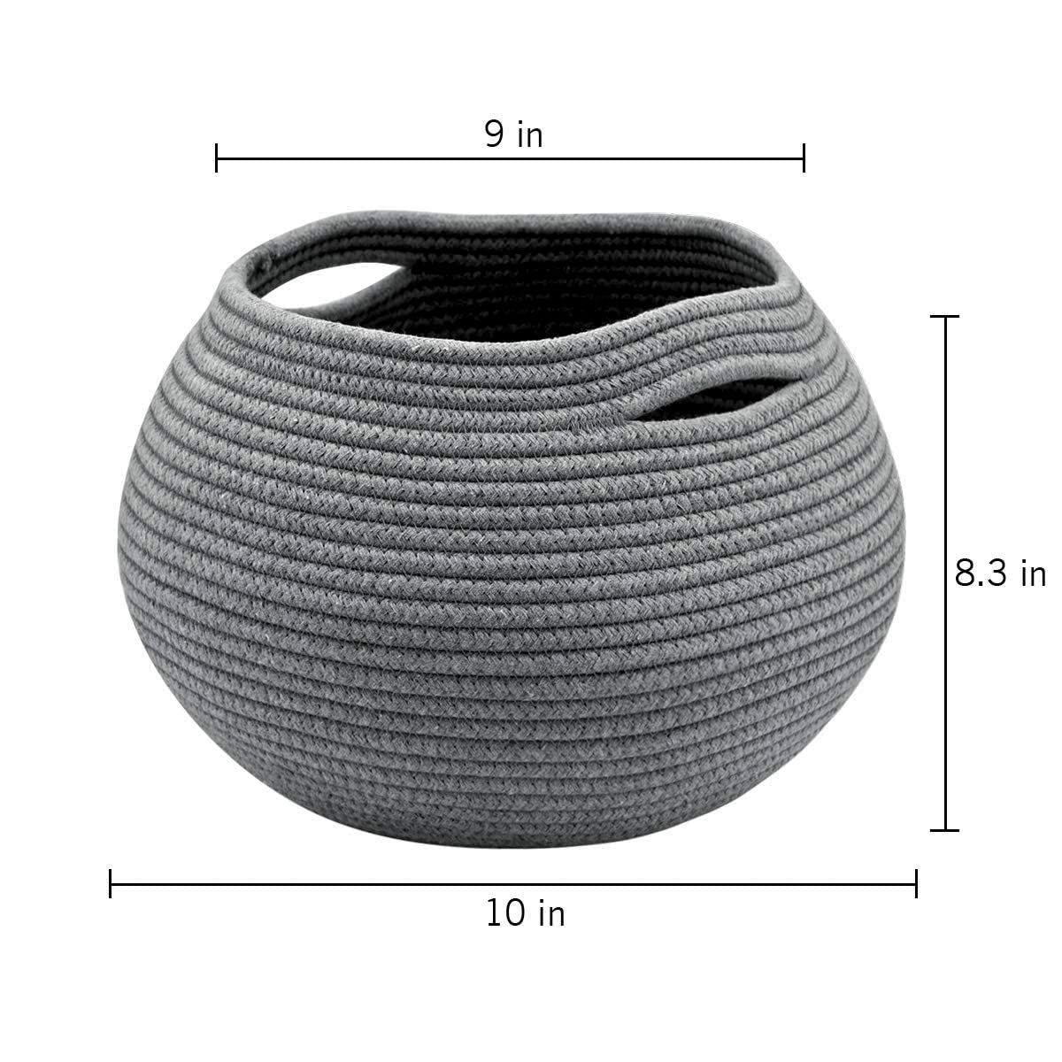 Goodpick Small Rope Storage Basket, Black Round Baskets for Socks, Dog Toys, Towels, Cute Baby Basket for Living Room, Bedroom, Nursery, Towel Baskets for Bathroom, 10 x 8.3 inches