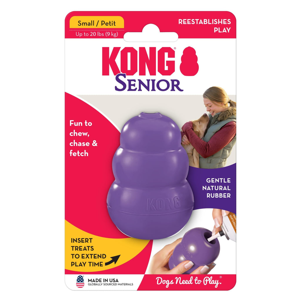 KONG Senior - Dog Toy with Gentle, Natural Rubber - Durable Dog Toy for Older Dogs - Use Treats with Stuffable Chew Toy - Treat Toy for Chewing & Fetching - for Small Dogs
